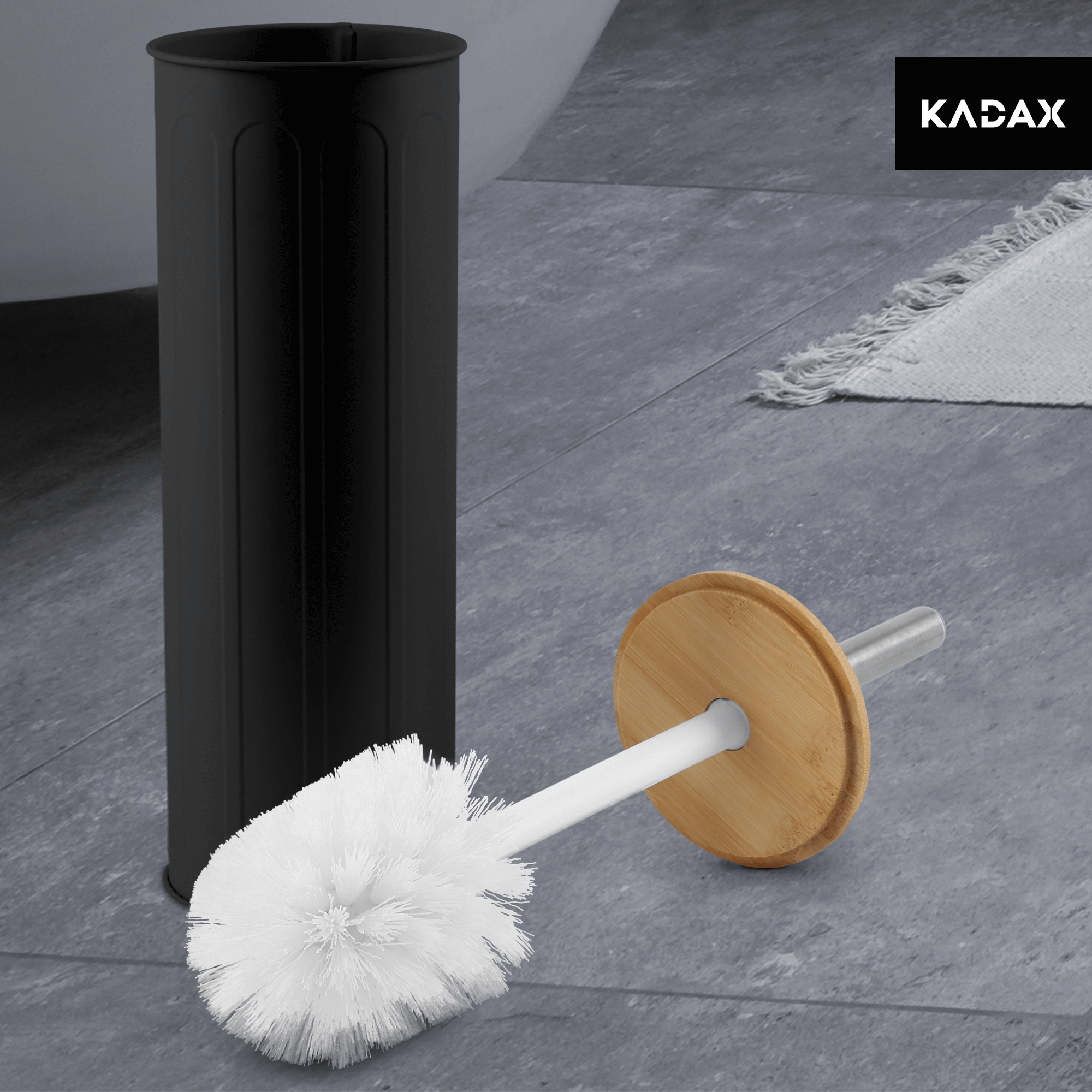 Szczotka do WC z pojemnikiem Padru 38 cm, czarna