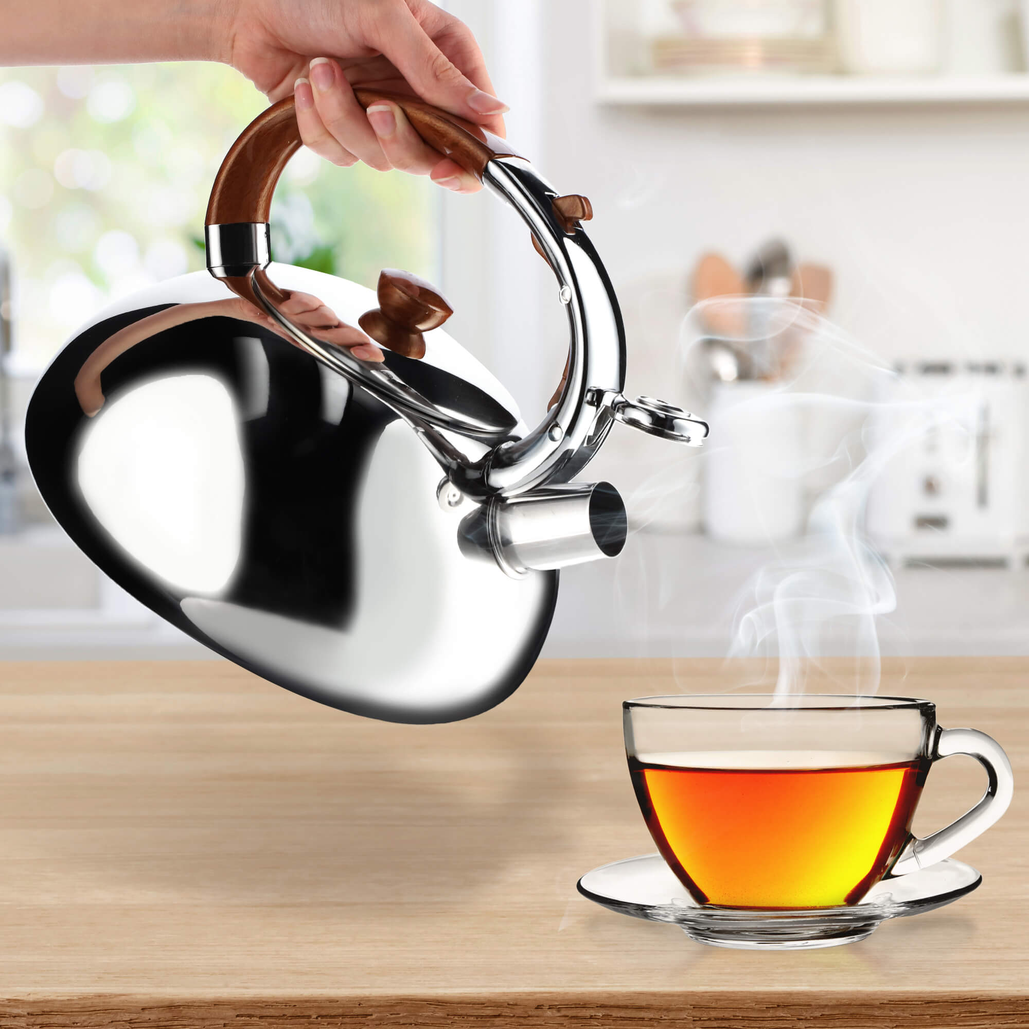 Czajnik stalowy z gwizdkiem 2.5L, srebrny