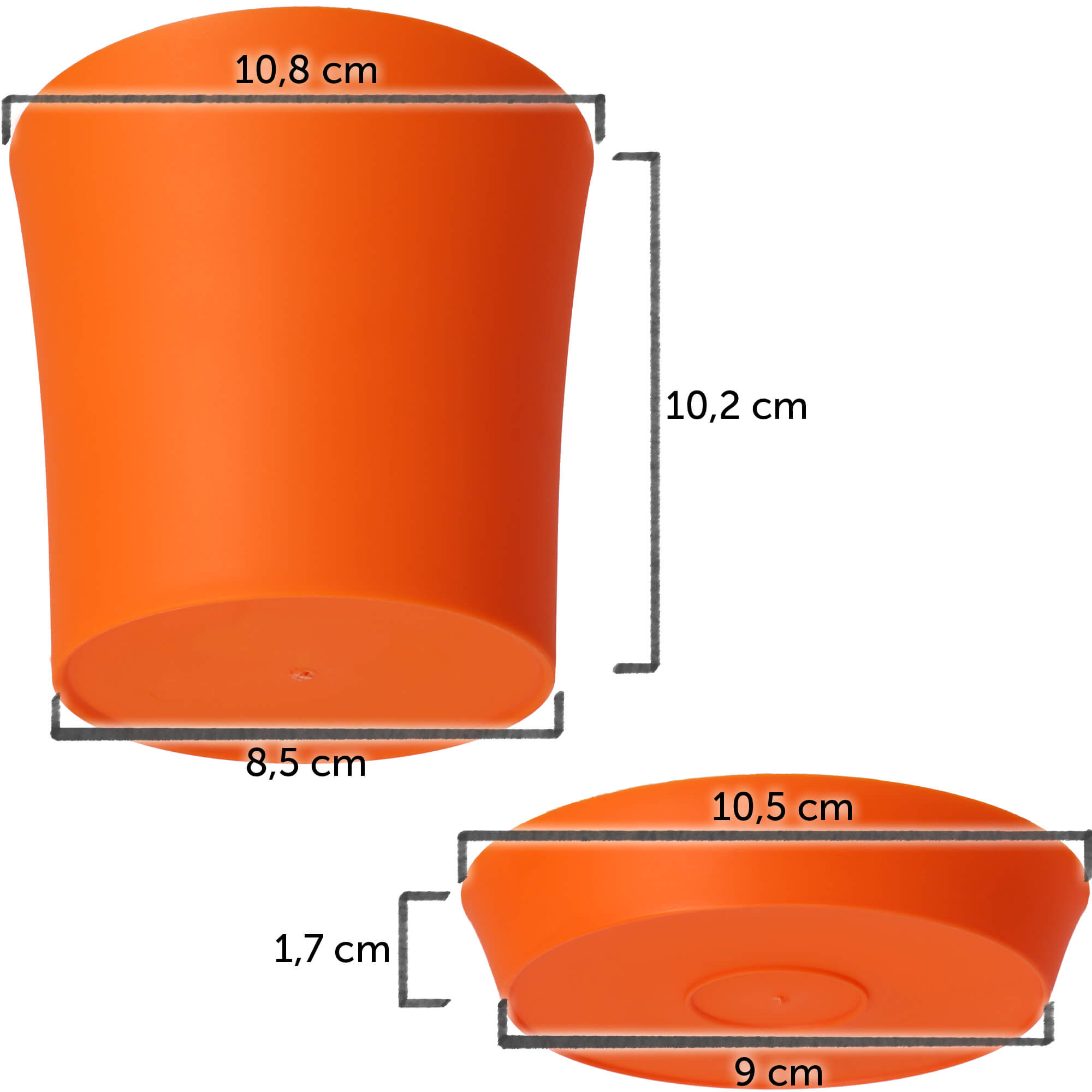 Doniczka na kwiaty Ersa 11 cm, pomarańczowa