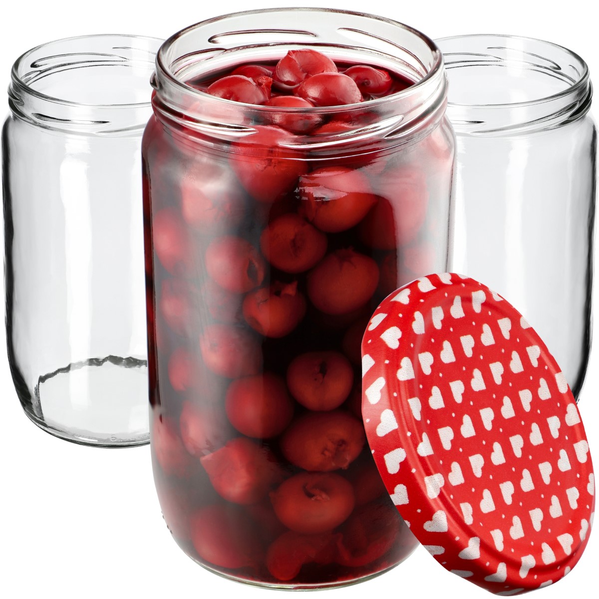 Słoiki na przetwory Niva 720ml 24szt fi 82 mm + wieczka "Serca"