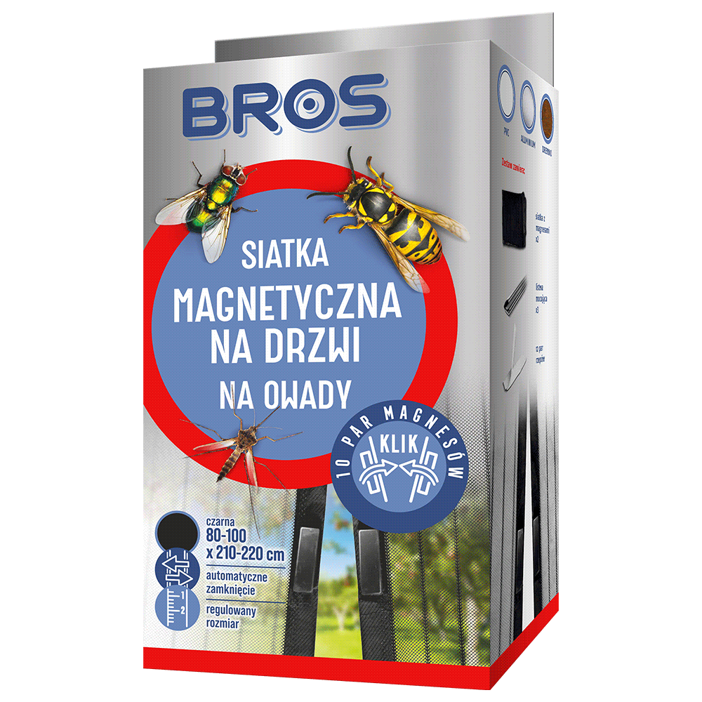 Bros Siatka magnetyczna na drzwi na owady KLIK! 100 x 220 cm czarna