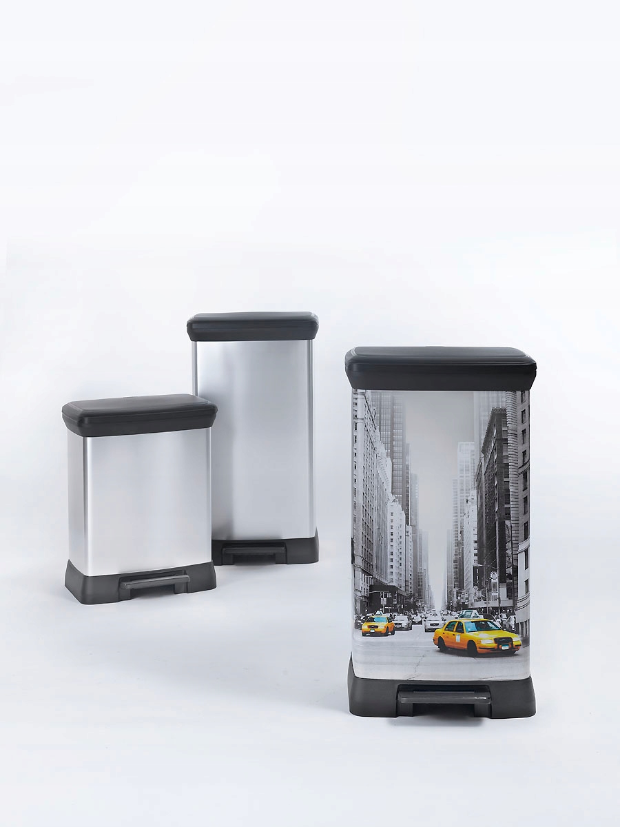 Kosz na śmieci 50L Curver Deco Bin, metalizowany