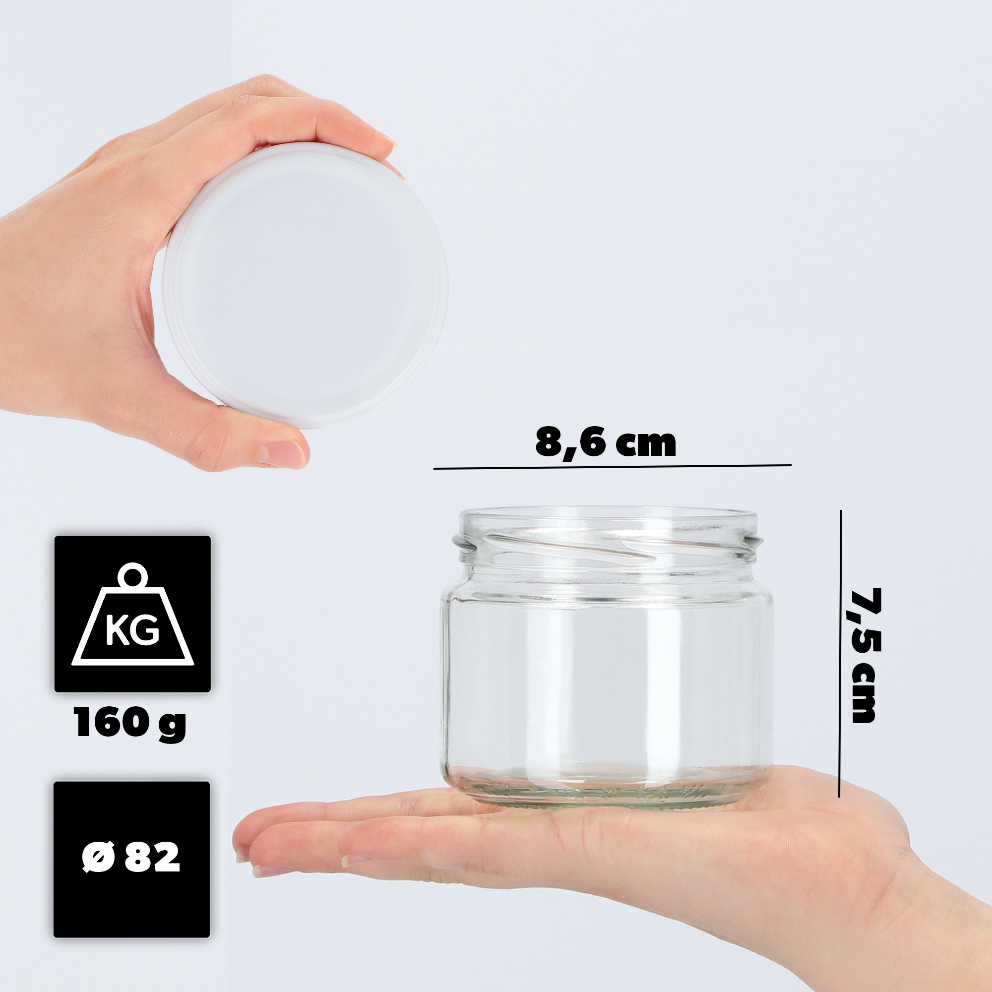 Słoiki Sonka 330ml 50szt fi 82 mm + wieczka białe