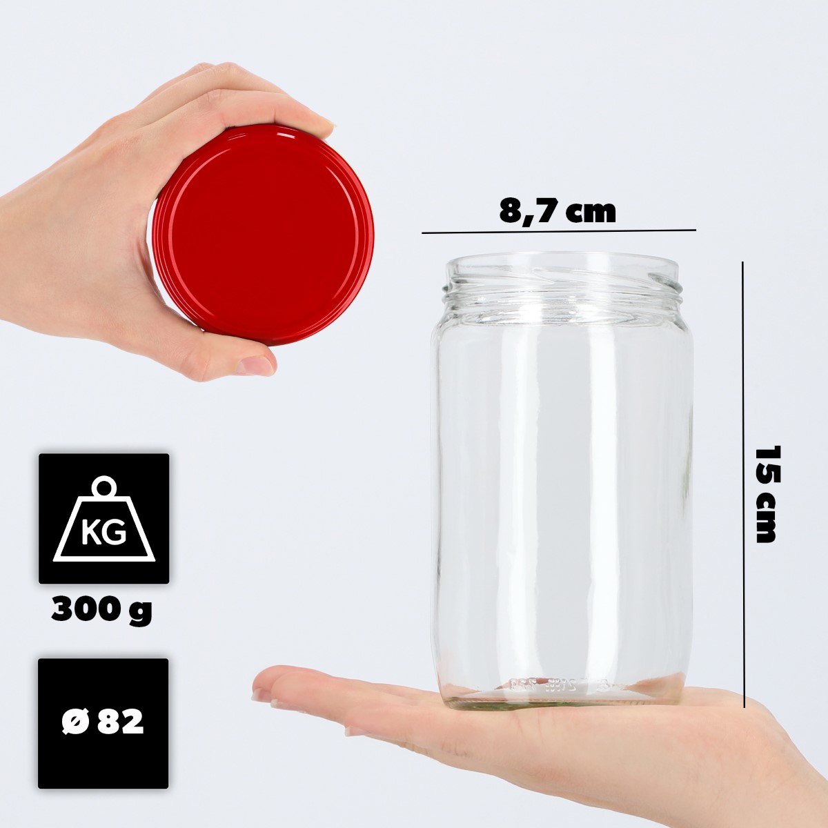 Słoiki na przetwory Niva 720ml 48szt fi 82 mm + wieczka czerwone
