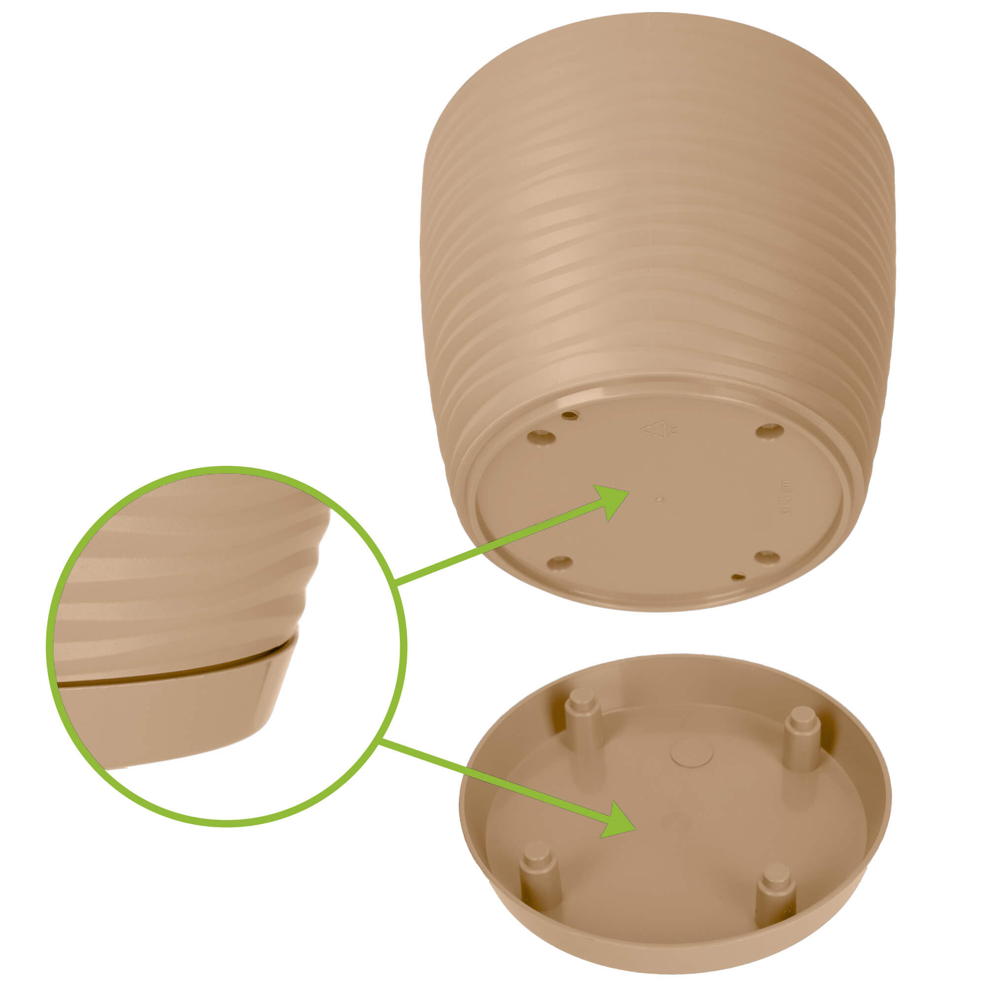 Doniczka z podstawką Temara 13 cm, cafe latte