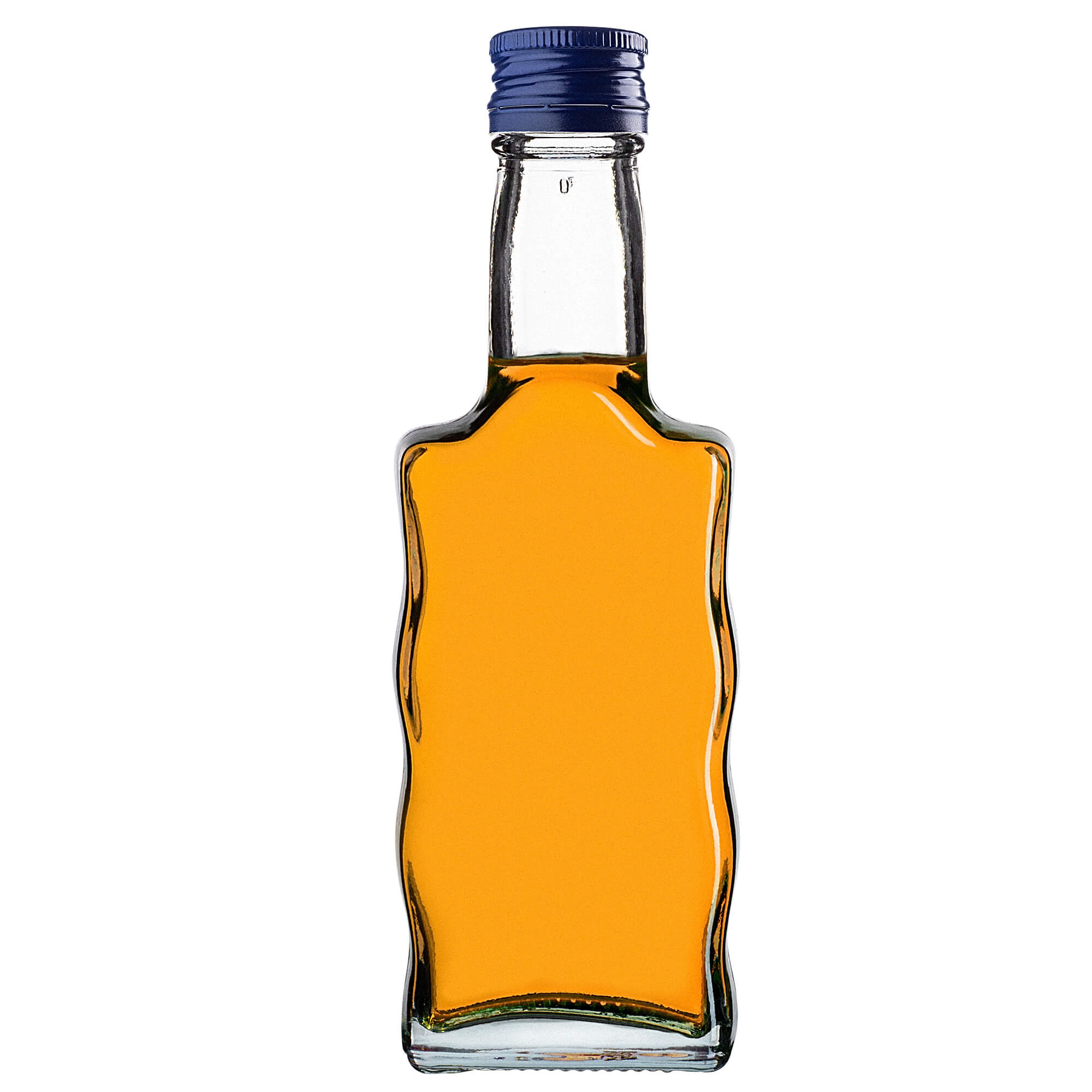 Szklana butelka na nalewkę Fala 200ml z granatową zakrętką 10 szt.