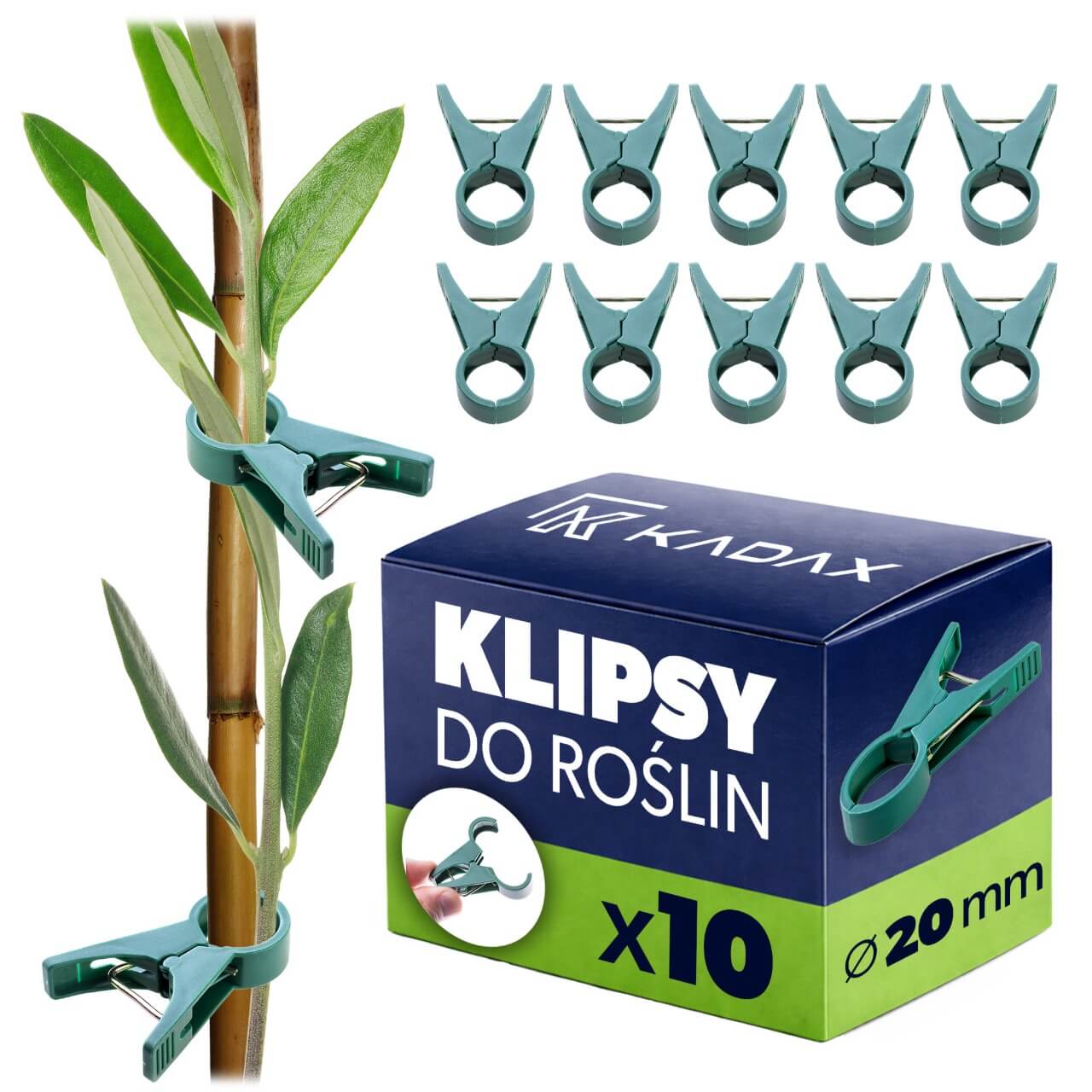 Klipsy do roślin Evaille 20 mm zielone 10 szt.