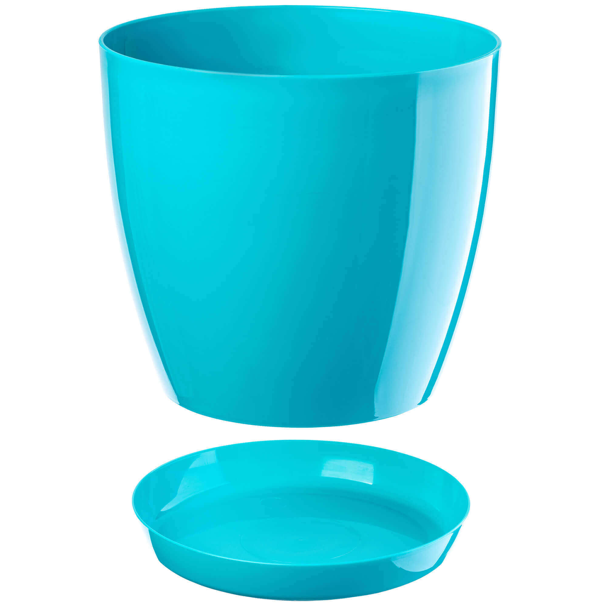 Doniczka na kwiaty z podstawką 16 cm, turkusowa