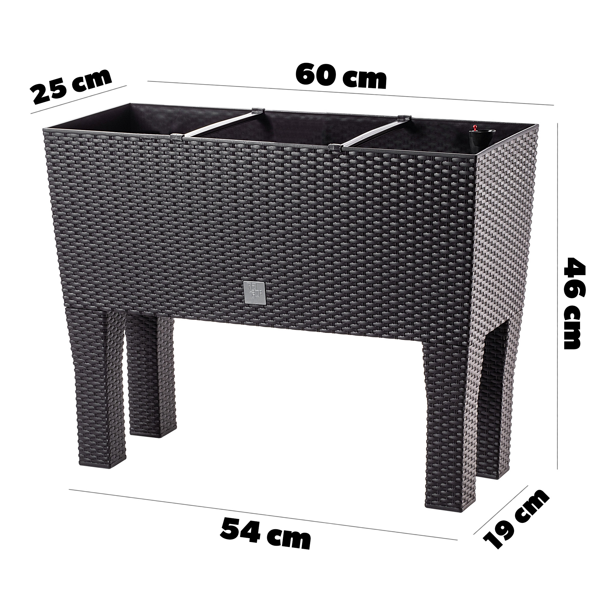 Doniczka z systemem nawadniania Trikala 60 cm, ciemny brąz