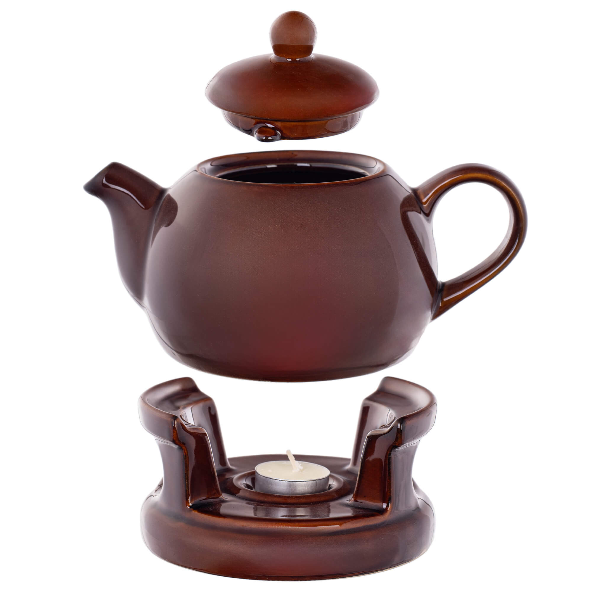 Dzbanek ceramiczny z podgrzewaczem Irais 1L brązowy