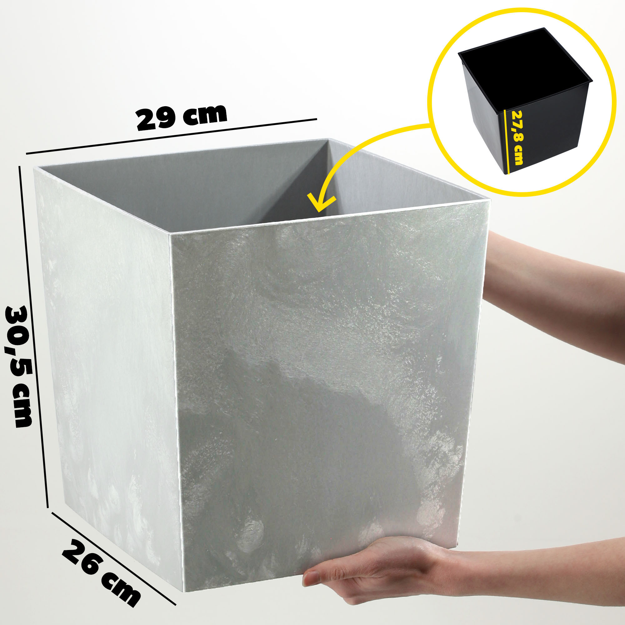 Doniczka z wkładem Tres 30cm szary beton