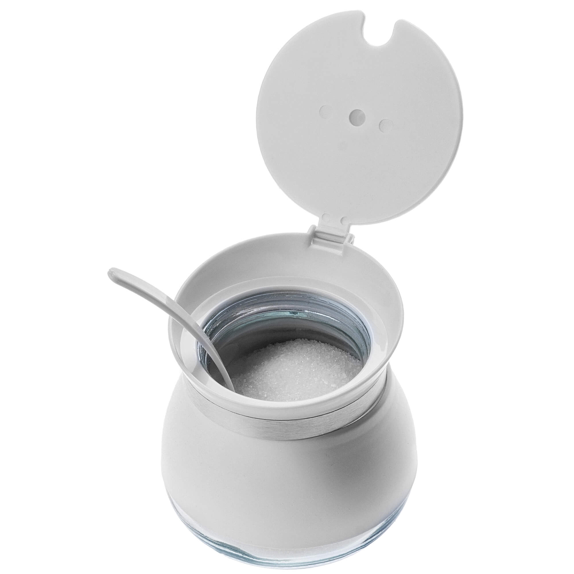 Cukiernica szklana z łyżeczką Lerin 270 ml, biała