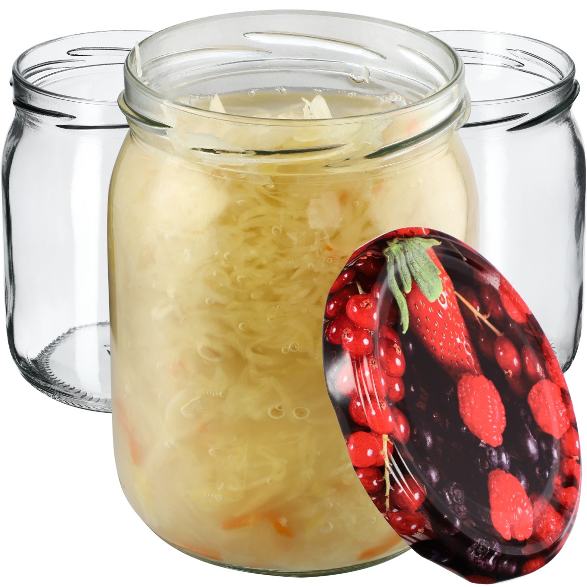 Słoiki Senna 540ml 48szt fi 82 mm + wieczka "Jagody"