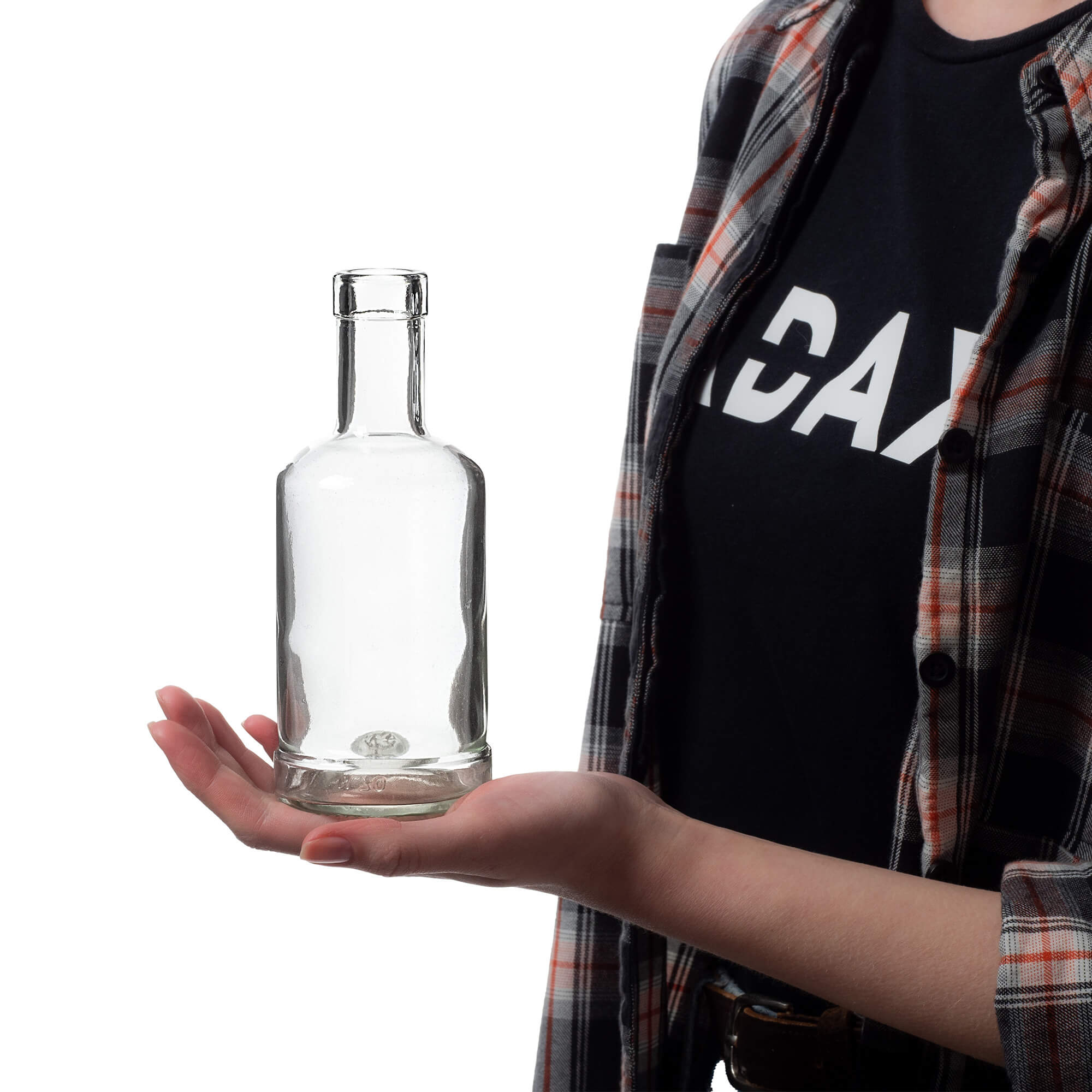 Szklana butelka na alkohole Tadek 250ml z korkiem syntetycznym 50 szt.