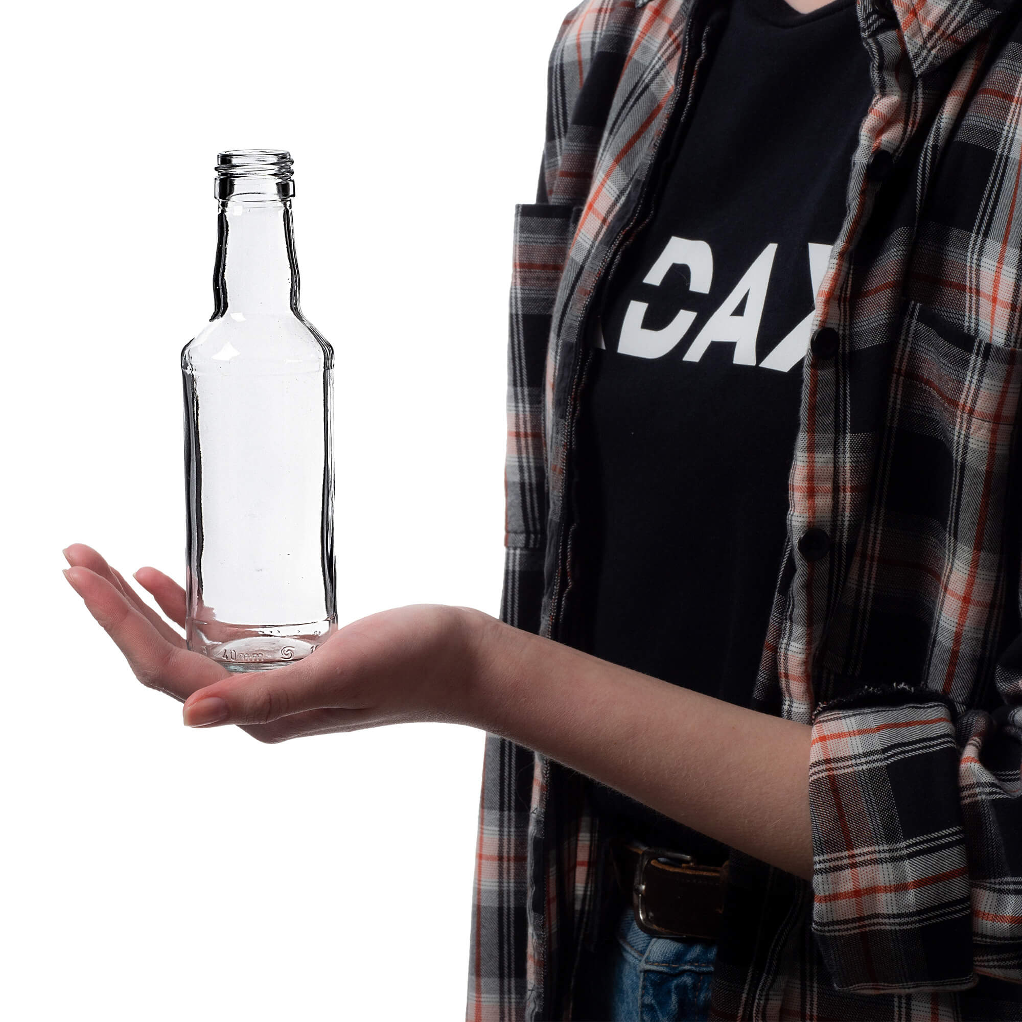 Szklana butelka Monopol 200ml z długą czarną zakrętką 1 szt.