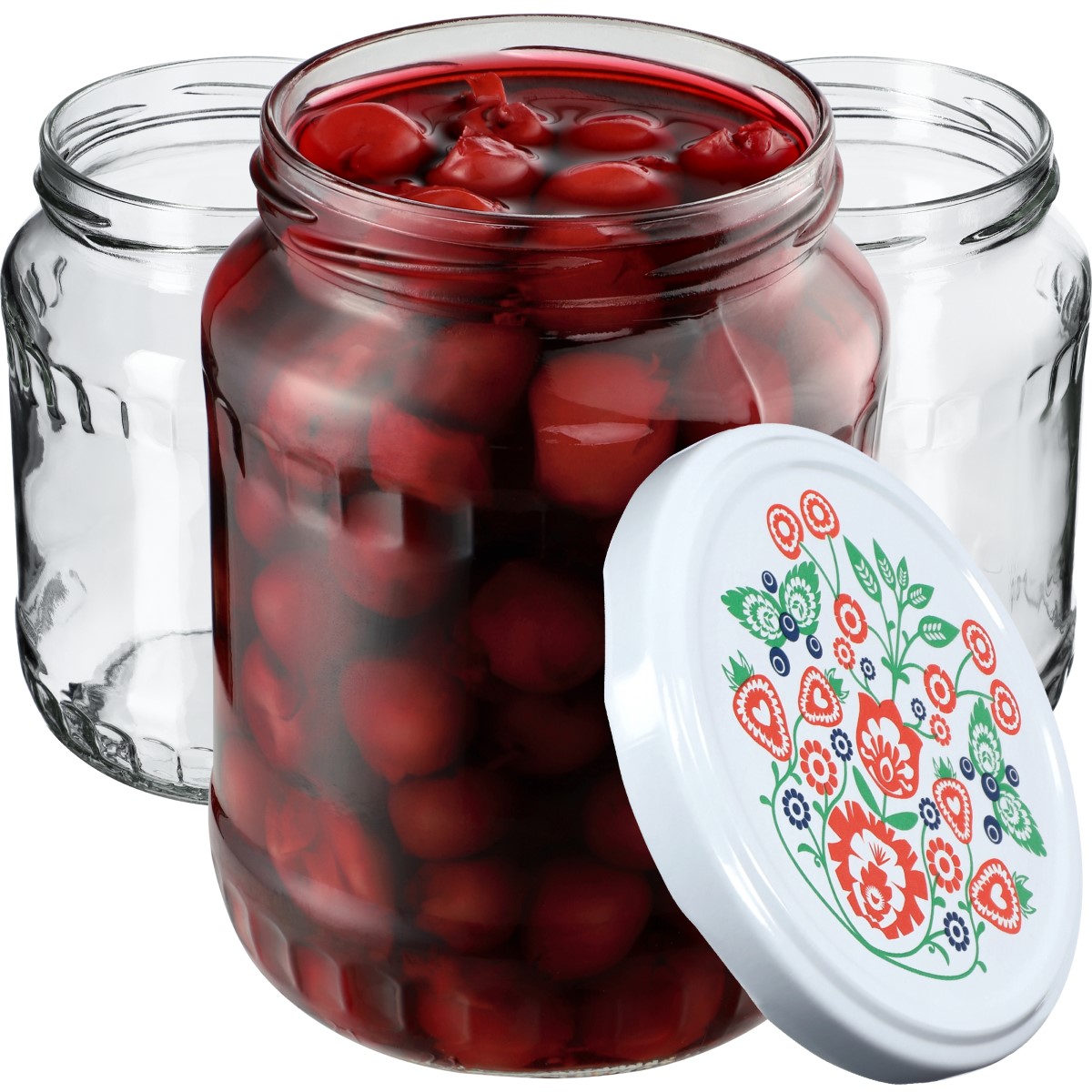 Słoiki na przetwory Jukka 720ml 48szt fi 82 mm + wieczka "Folklor"