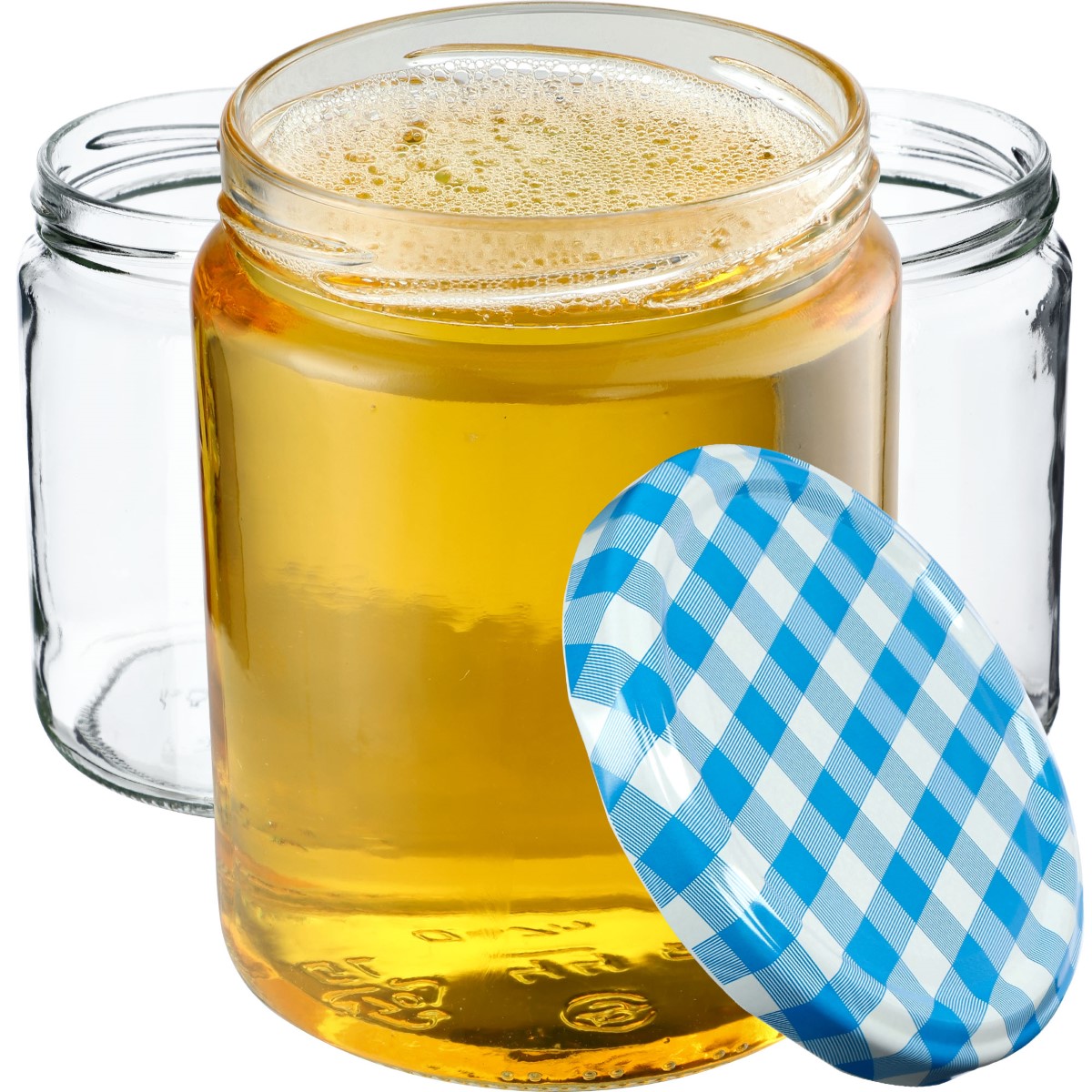 Słoiki na przetwory Maki 540ml 24szt fi 82 mm + wieczka "Niebieska Krata"