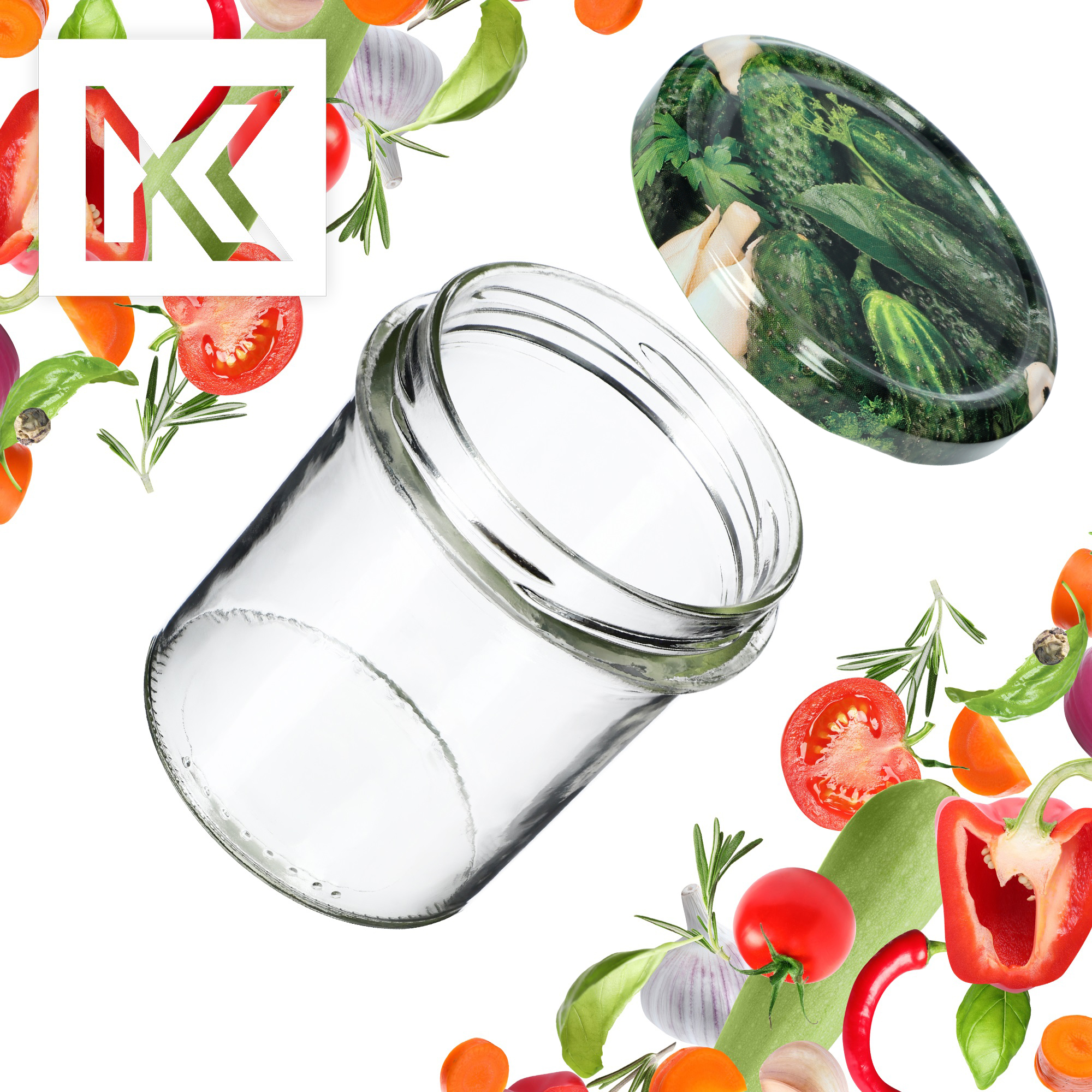 Słoiki na przetwory Avila 350ml 20szt fi 82 mm + wieczka "Ogórki II"