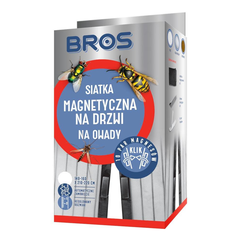 Bros Siatka magnetyczna na drzwi na owady KLIK! 160 x 220 cm biała