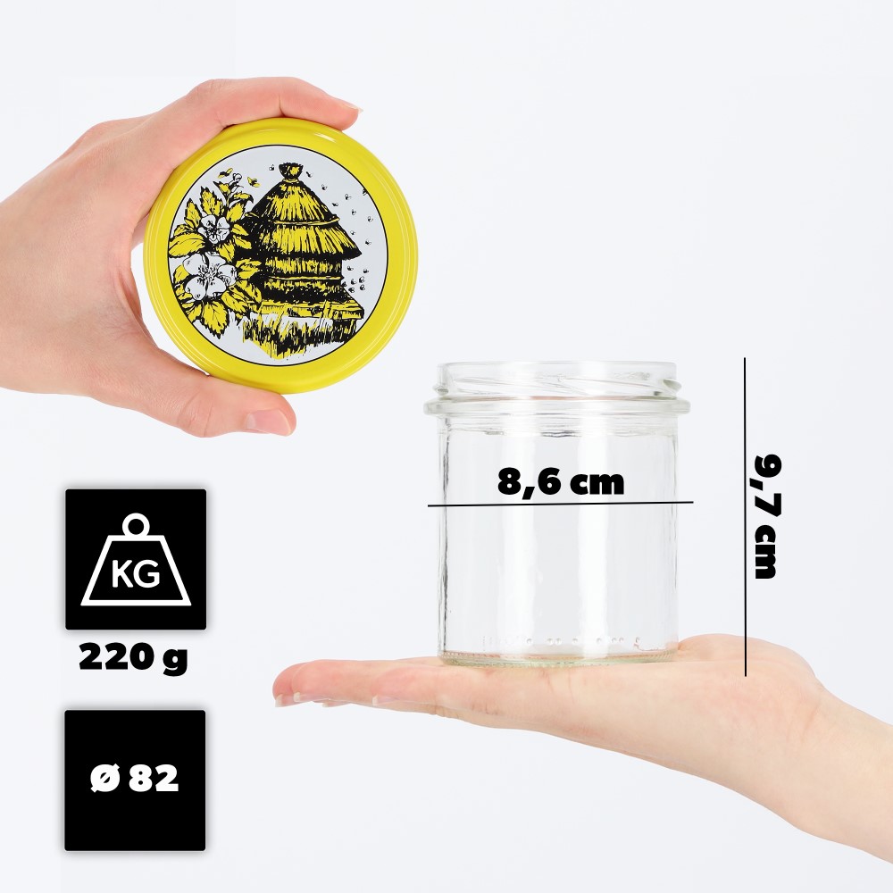 Słoiki na przetwory Avila 350ml 20szt fi 82 mm + wieczka "Pszczoły"
