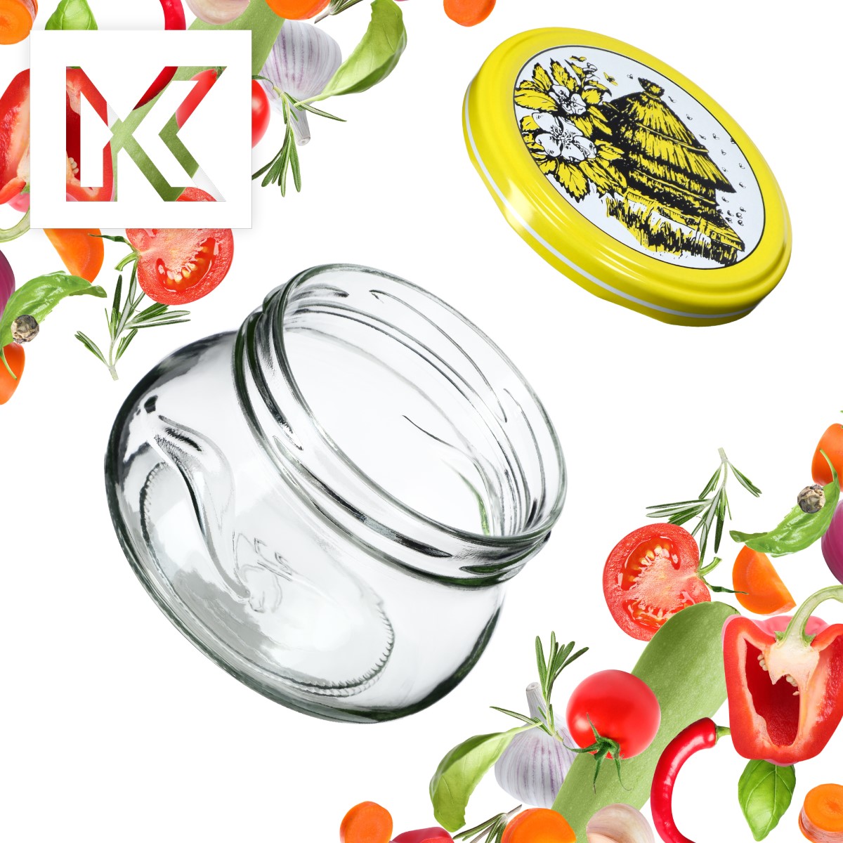 Słoiki na przetwory Raja 300ml 100szt fi 82 mm + wieczka "Pszczoły"