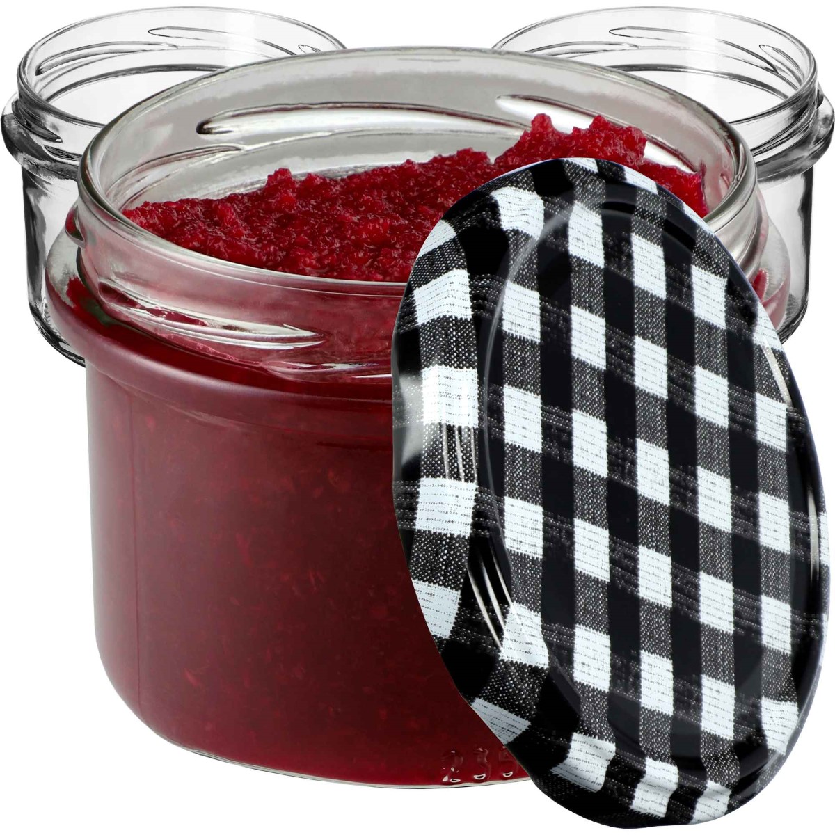 Słoiki na przetwory Tartu 235ml 100szt fi 82 mm + wieczka "Czarna krata"