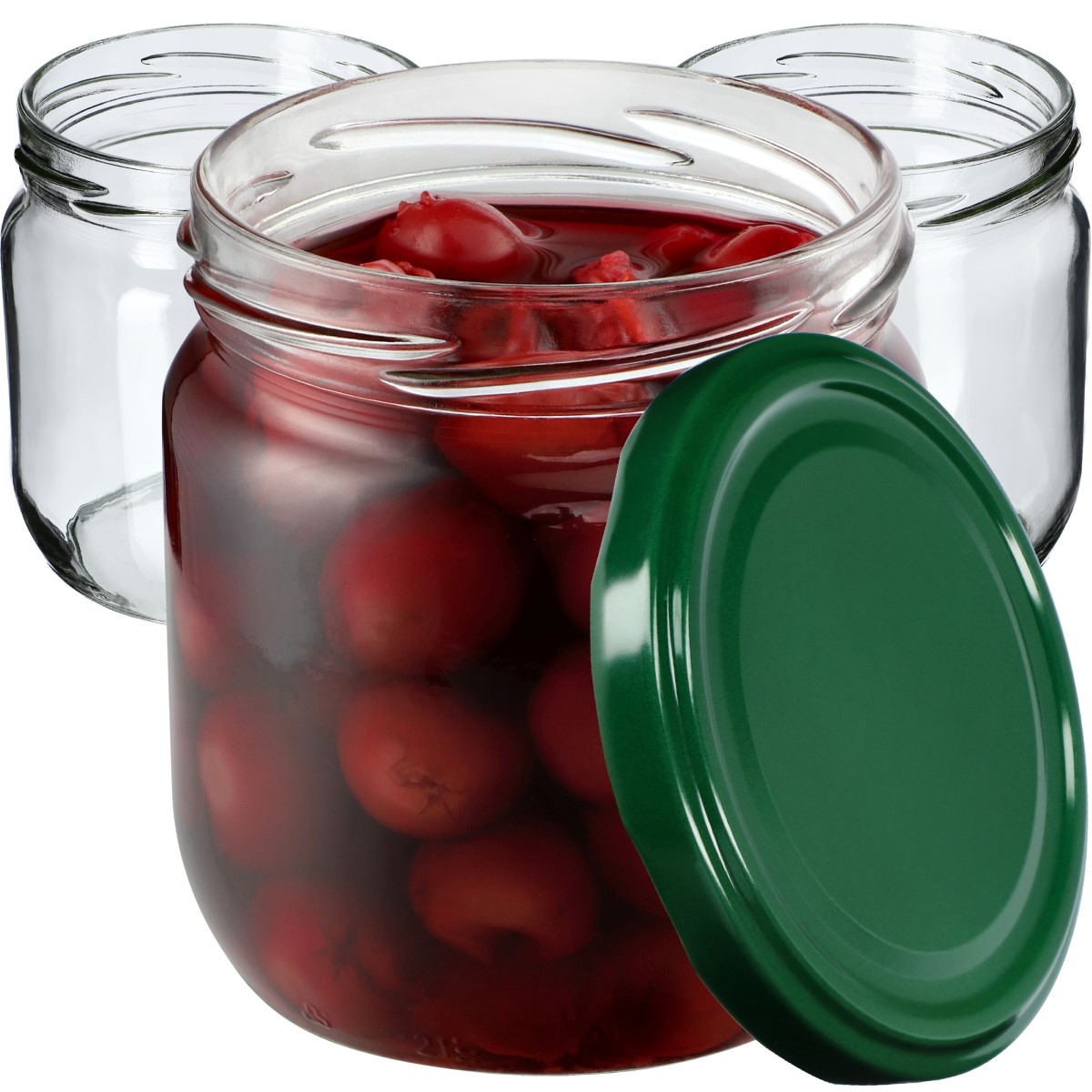 Słoiki na przetwory Salla 425ml 12szt fi 82 mm + wieczka zielone