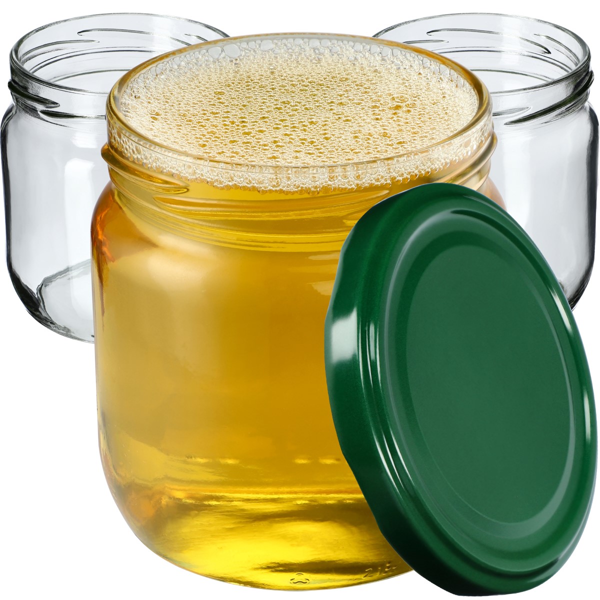 Słoiki na przetwory Salla 425ml 12szt fi 82 mm + wieczka zielone