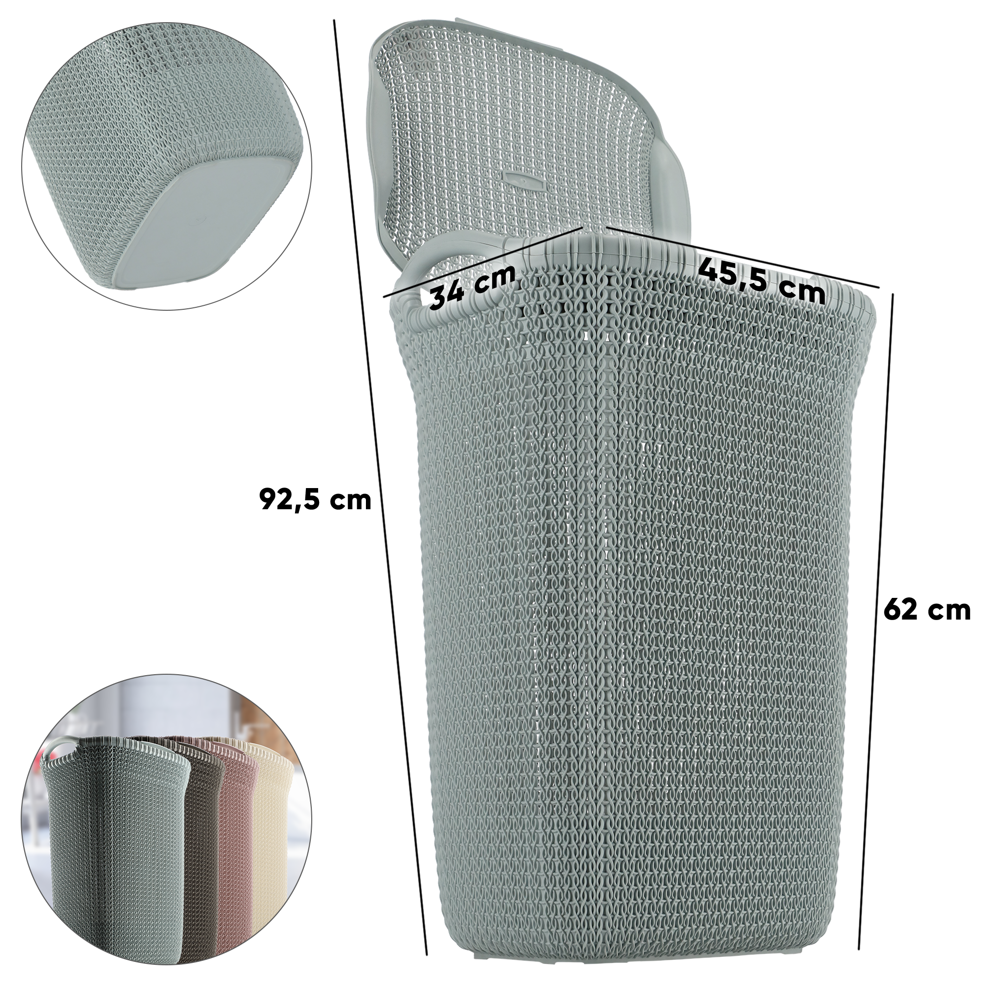 Kosz z pokrywą Curver Knit 57L, szaroniebieski