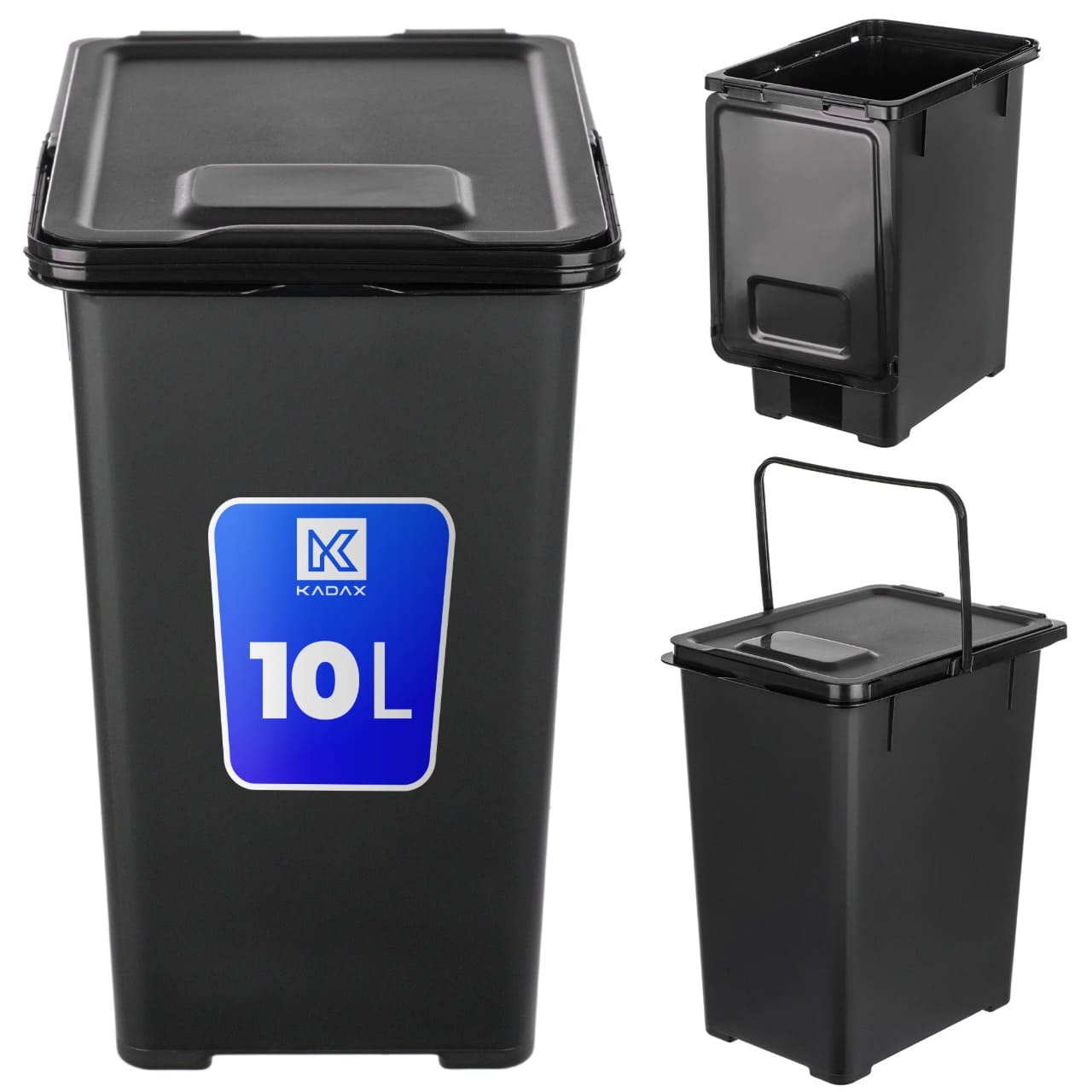 Kosz na śmieci z uchwytem Ayerbe 10L czarny