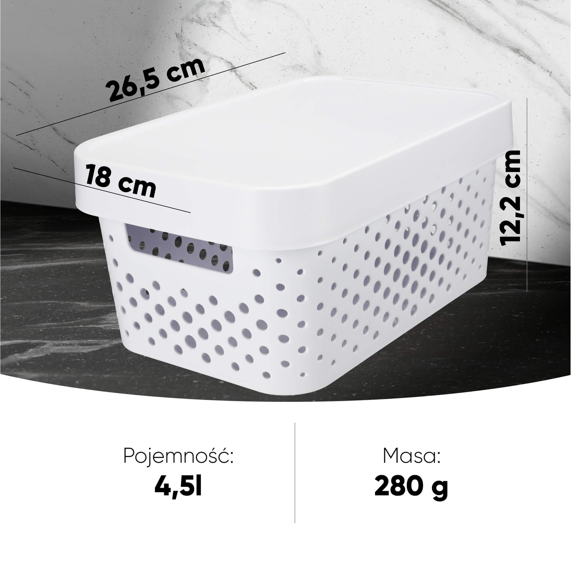 Ażurowy pojemnik z pokrywką Infinity Curver 4.5L, biały