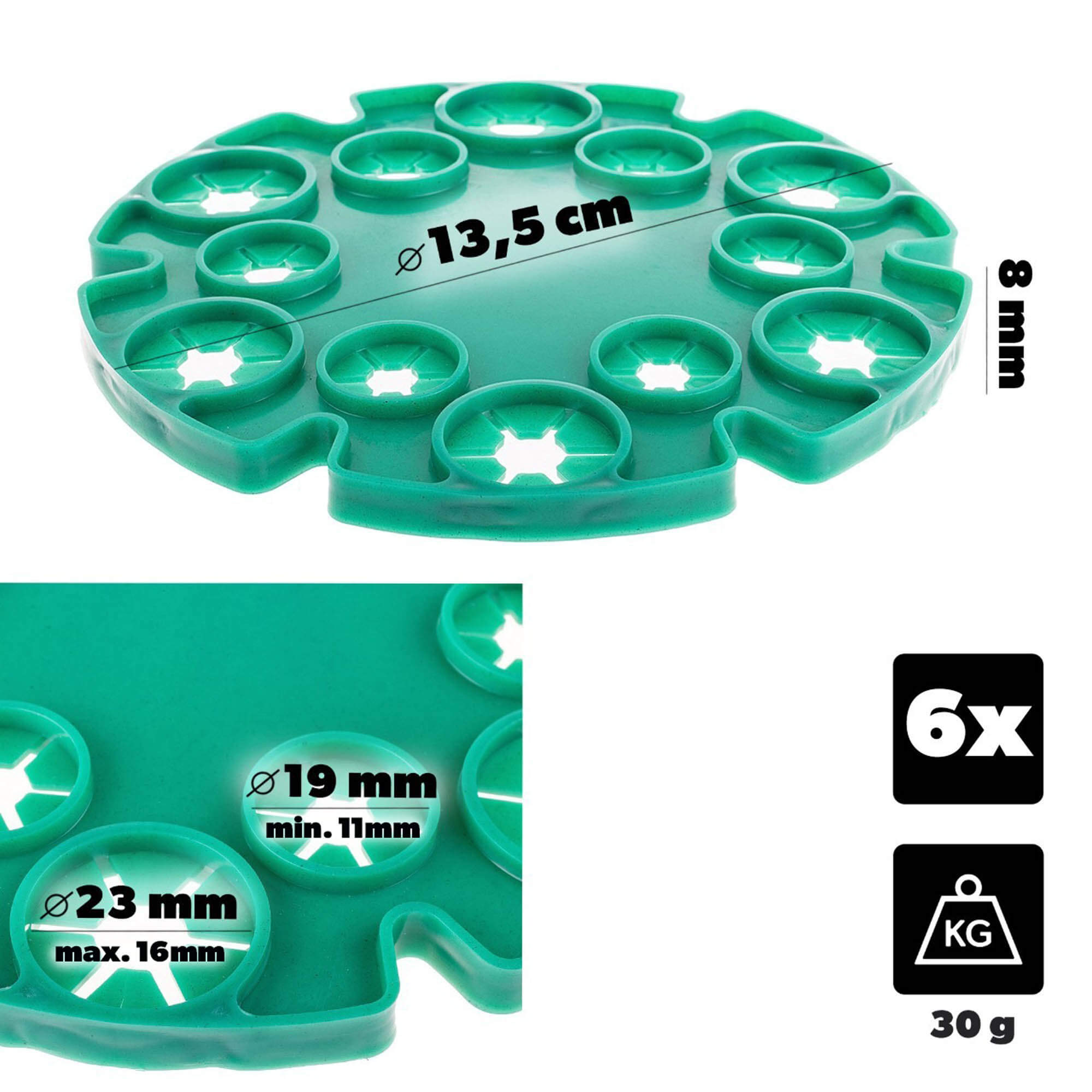 Łącznik do tyczek ogrodowych Surin 11-16 mm zielona 6 szt.