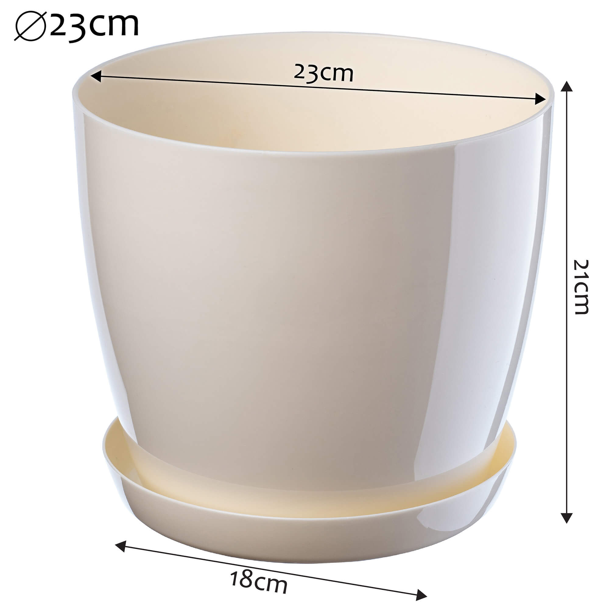 Doniczka Agen z podstawką 23 cm, kremowa