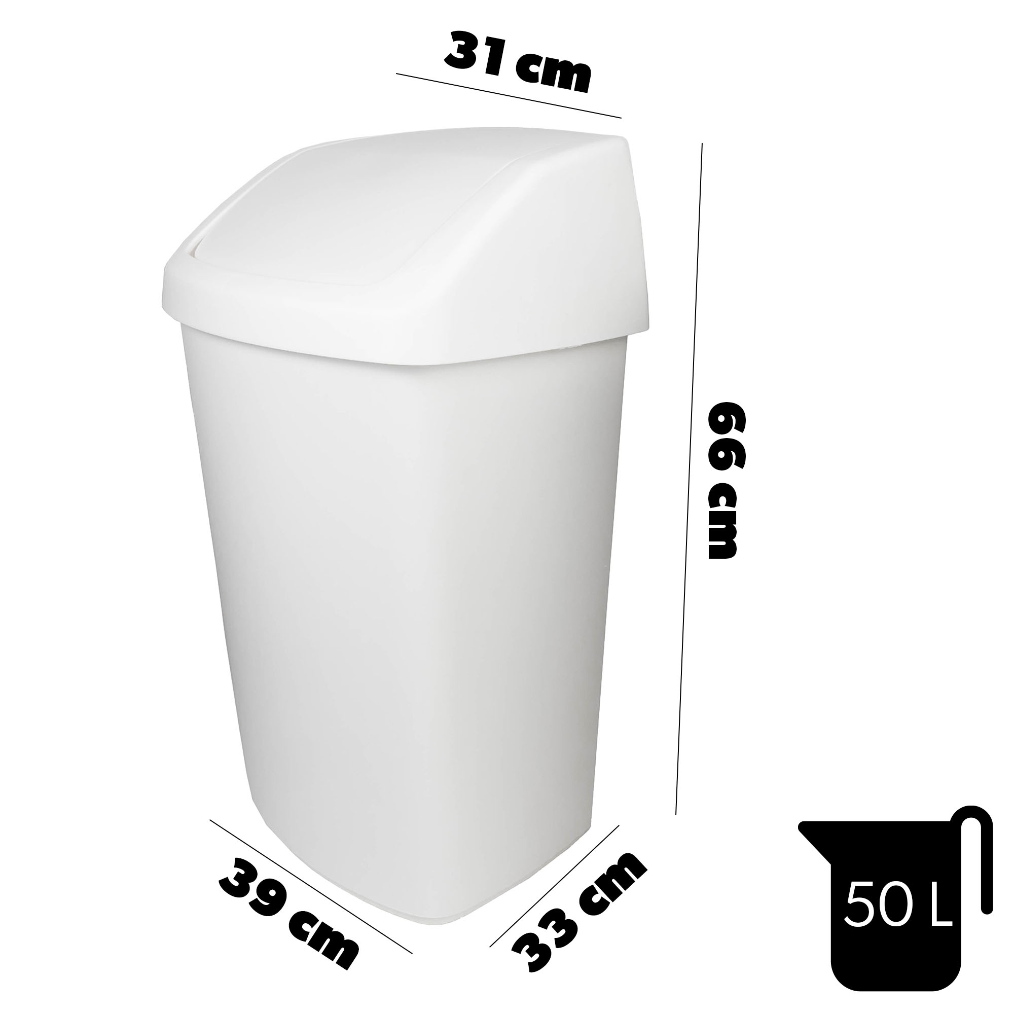 Kosz na śmieci Curver Swing Top biały 50L
