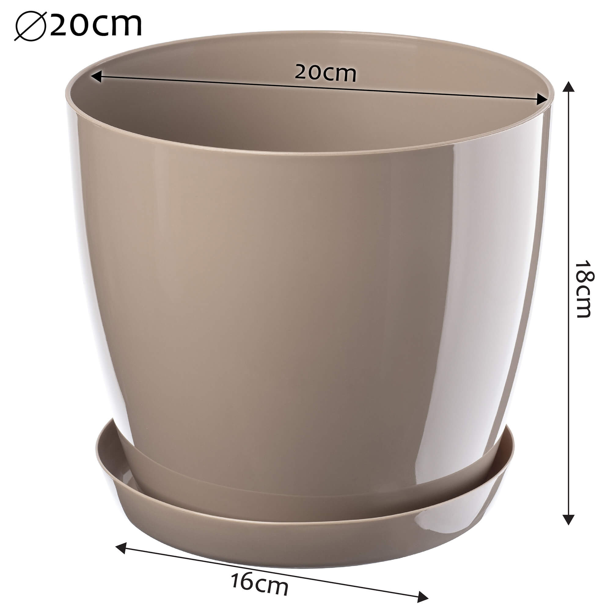 Doniczka Agen z podstawką 20 cm, beżowa