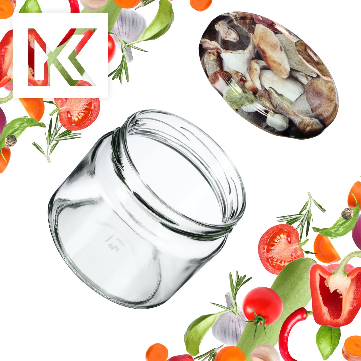 Słoiki na przetwory Sonka 330ml 50szt fi 82 mm + wieczka "Grzyby"