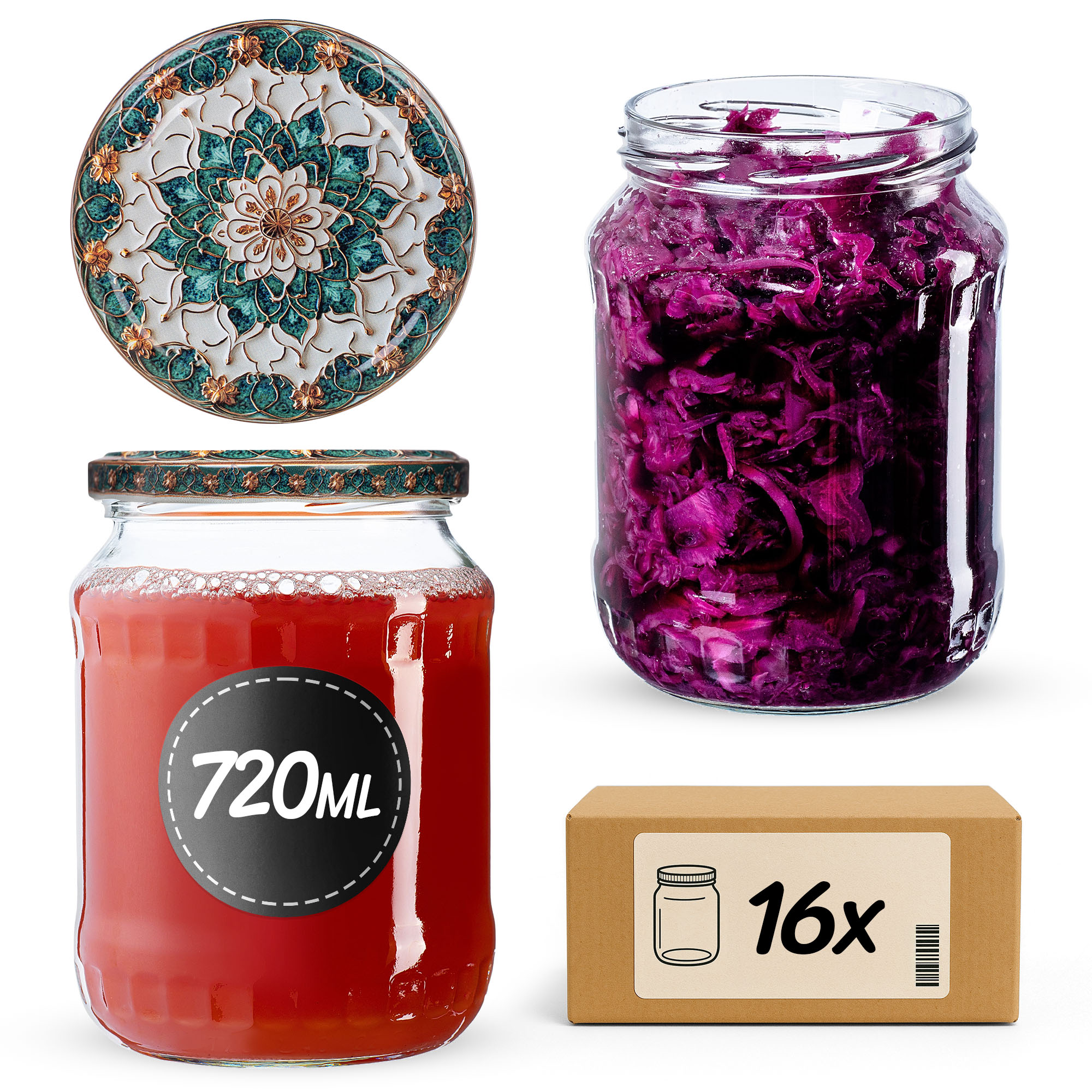 Słoiki na przetwory Jukka 720ml fi 82 mm 16szt + wieczko Ceramics 1