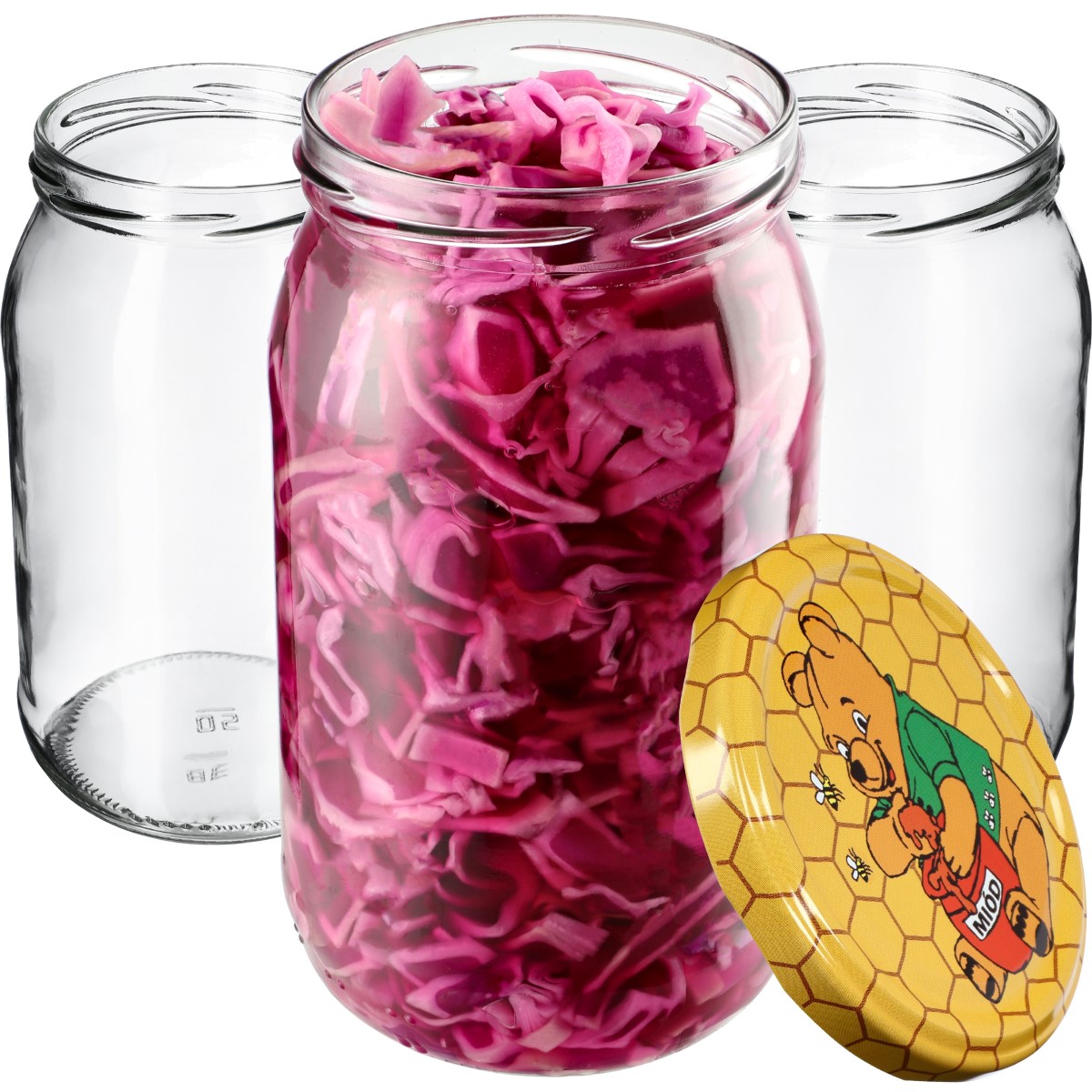 Słoiki na przetwory Niva 760ml 16szt fi 82 mm + wieczka "Miód"