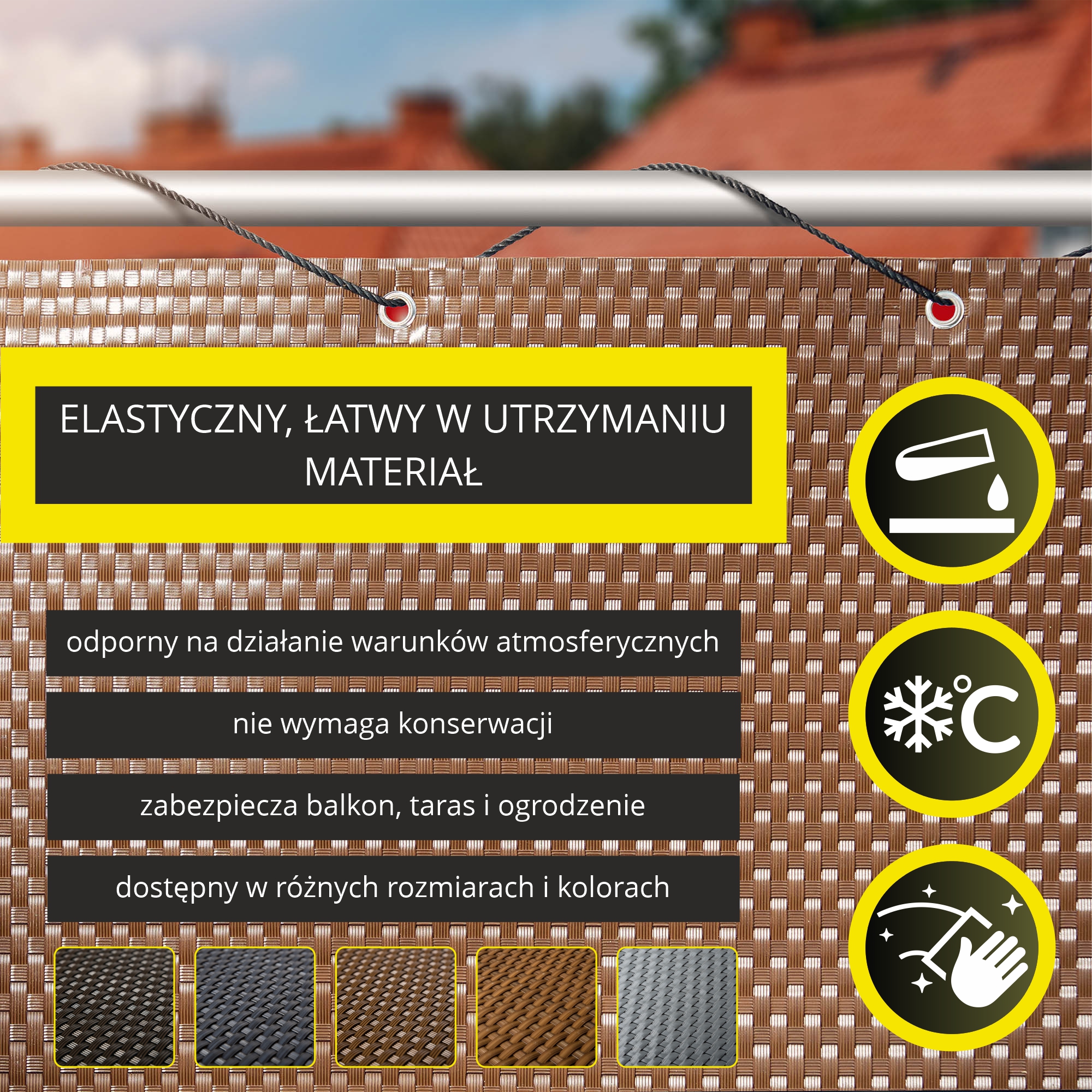Osłona balkonowa Espa 90 x 500 cm, jasny brąz