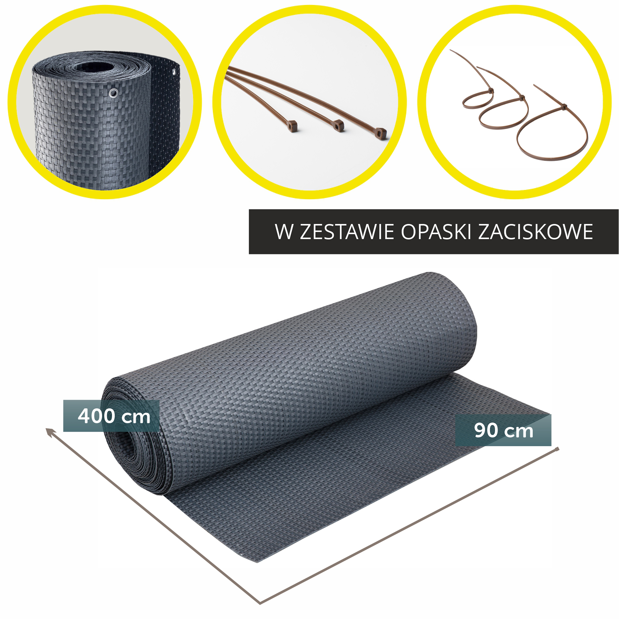 Osłona balkonowa Espa 90 x 400 cm, antracyt