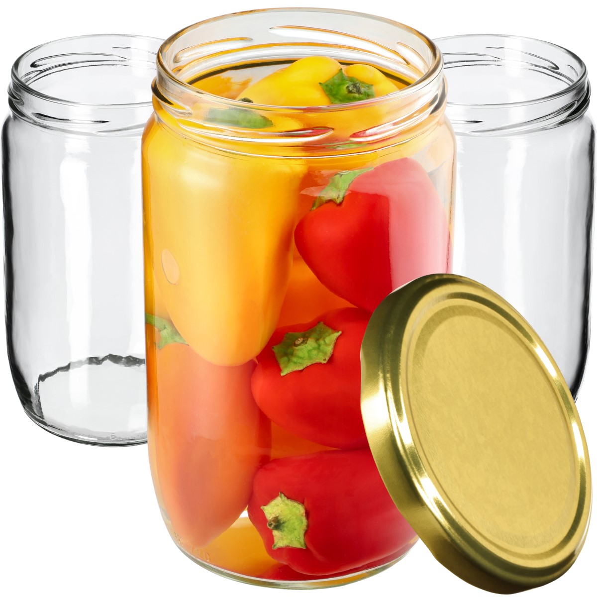 Słoiki na przetwory Niva 720ml 8szt fi 82 mm + wieczka złote