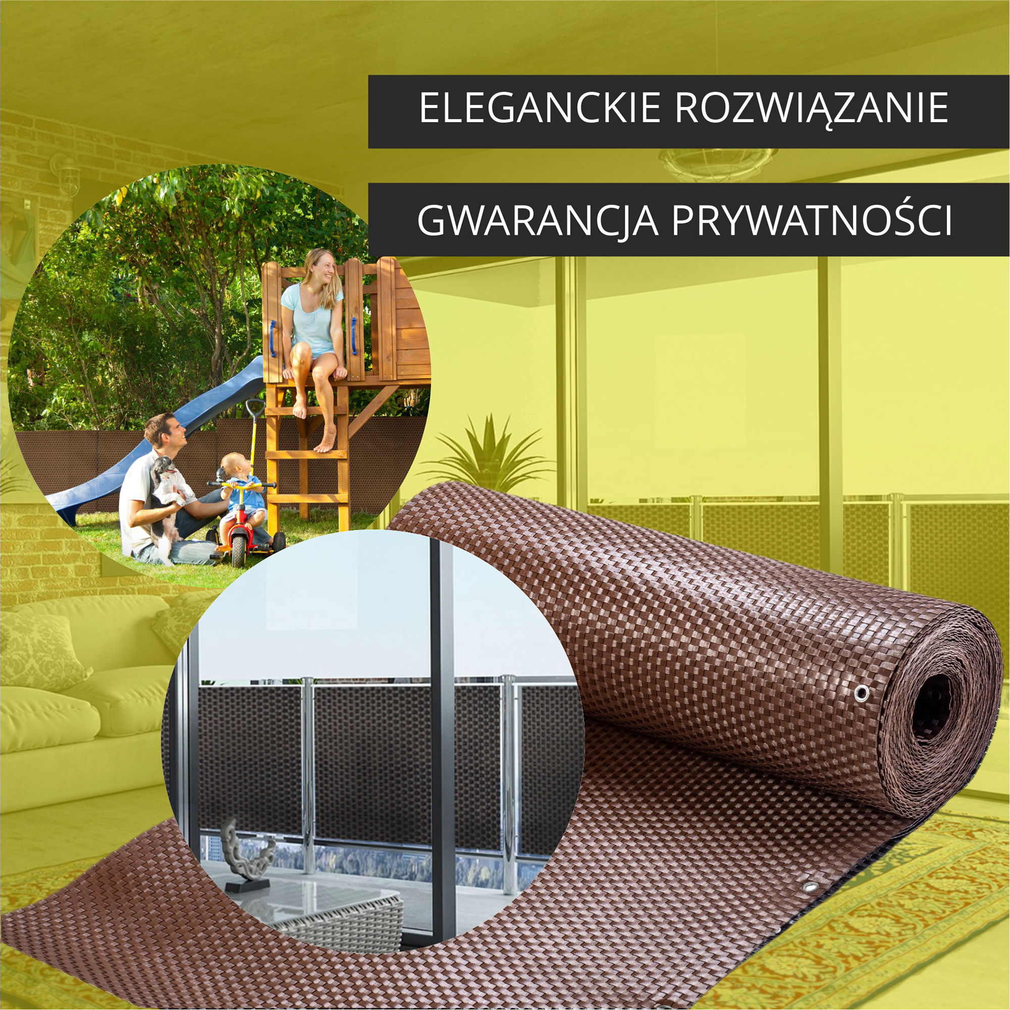Osłona balkonowa Espa 90 x 600 cm, miodowa