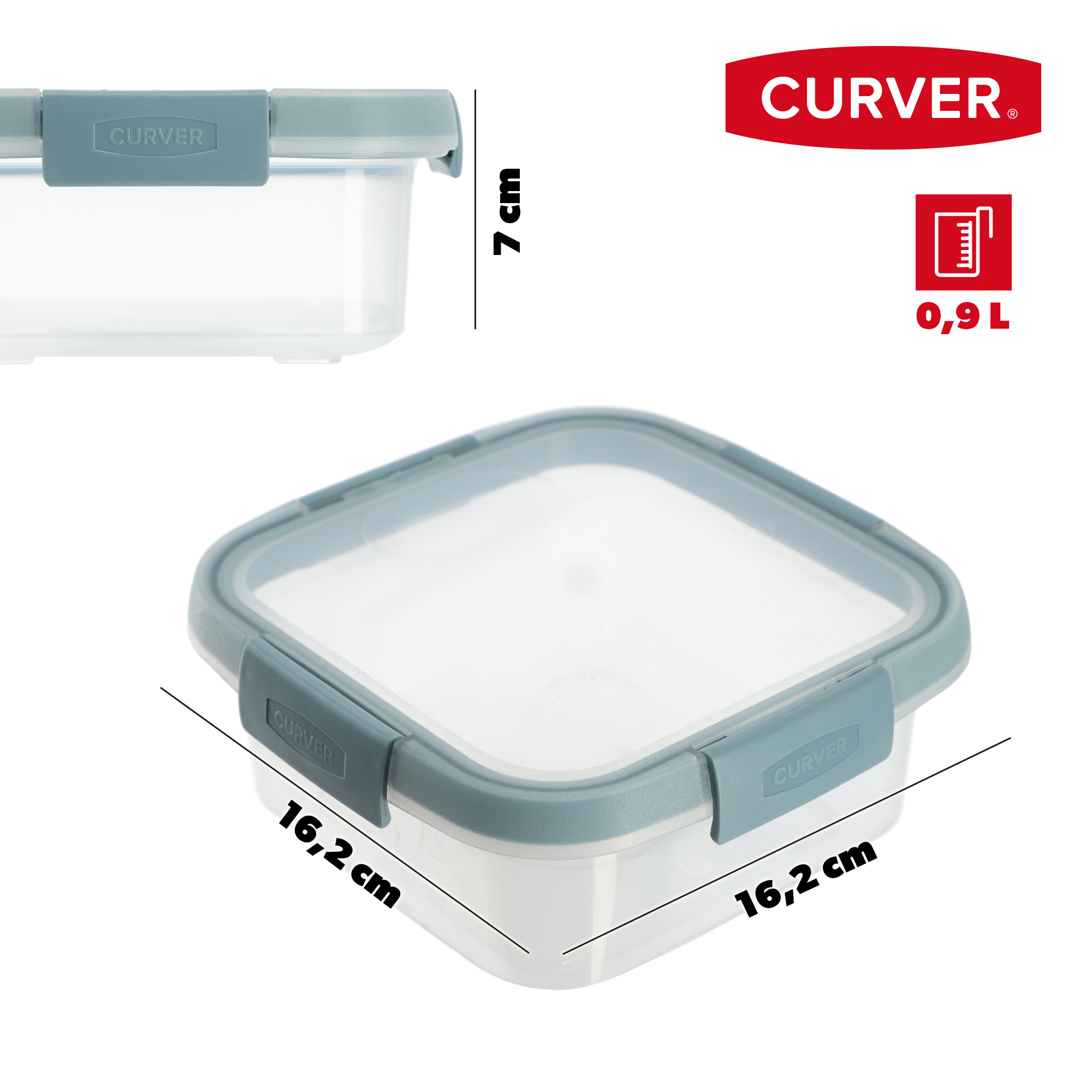 Pojemnik na żywność 0.9L Curver Smart Fresh, szarobłękitny