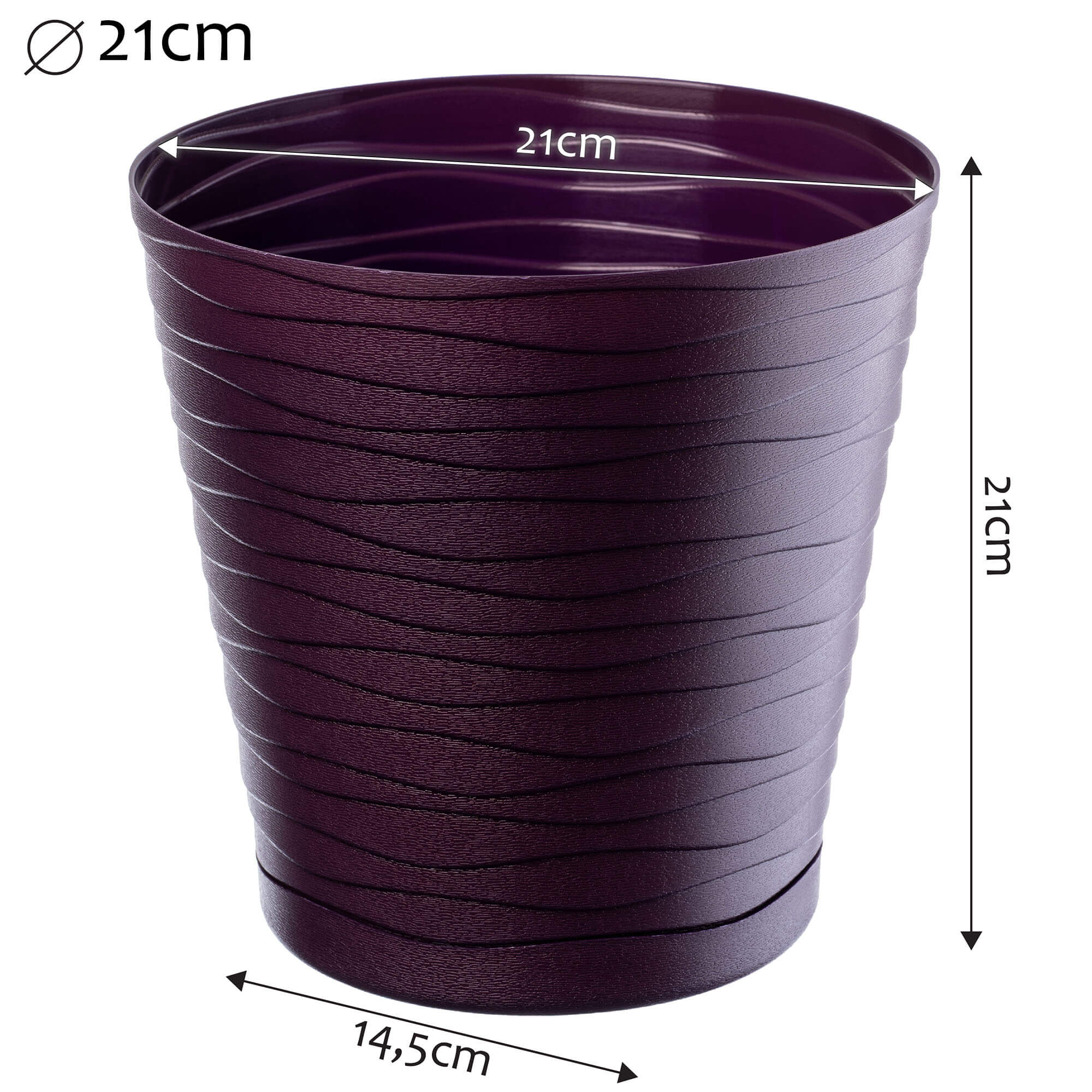 Doniczka z podstawką Greve 21 cm, śliwkowa