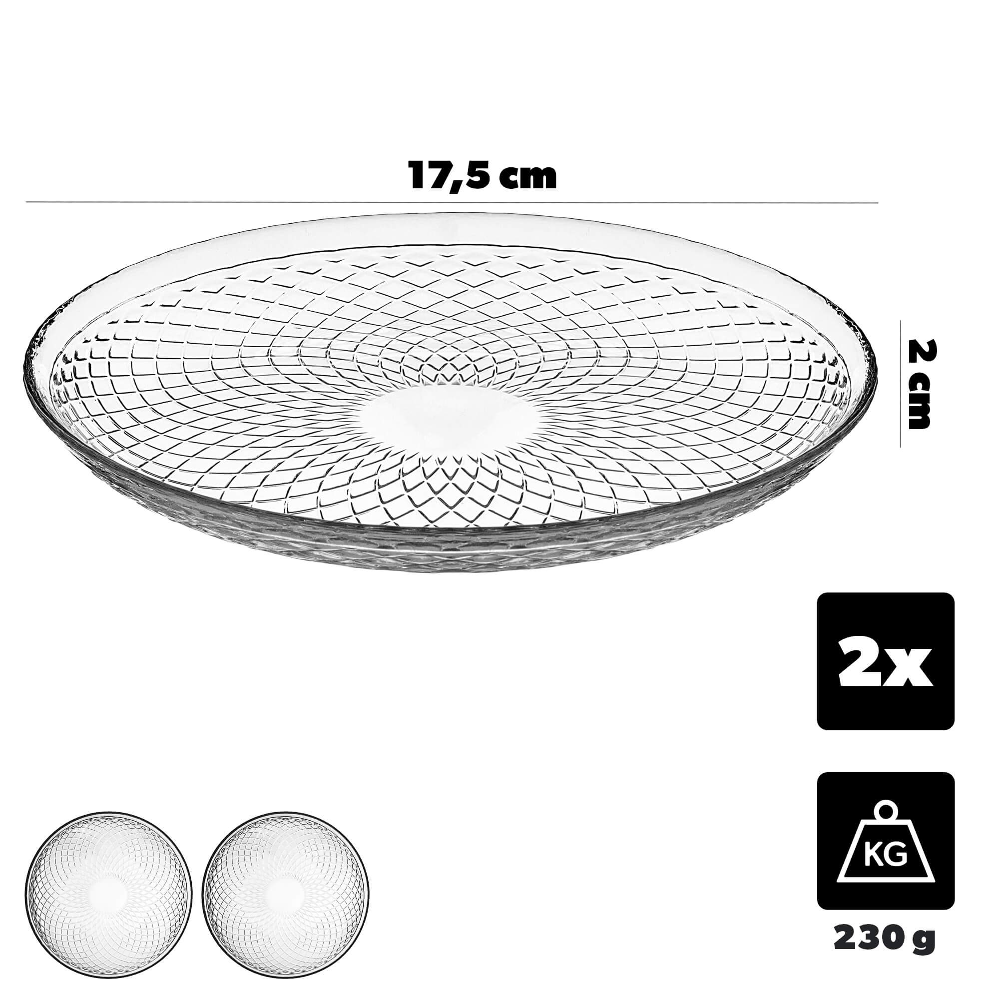 Talerz szklany Qualso 17.5 cm 2 szt.