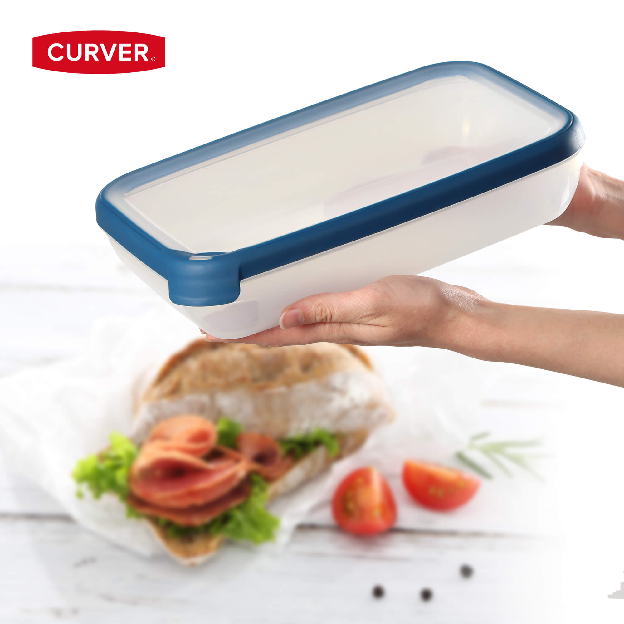 Pojemnik prostokątny 2.6L Curver Grand Chef Line, niebieski
