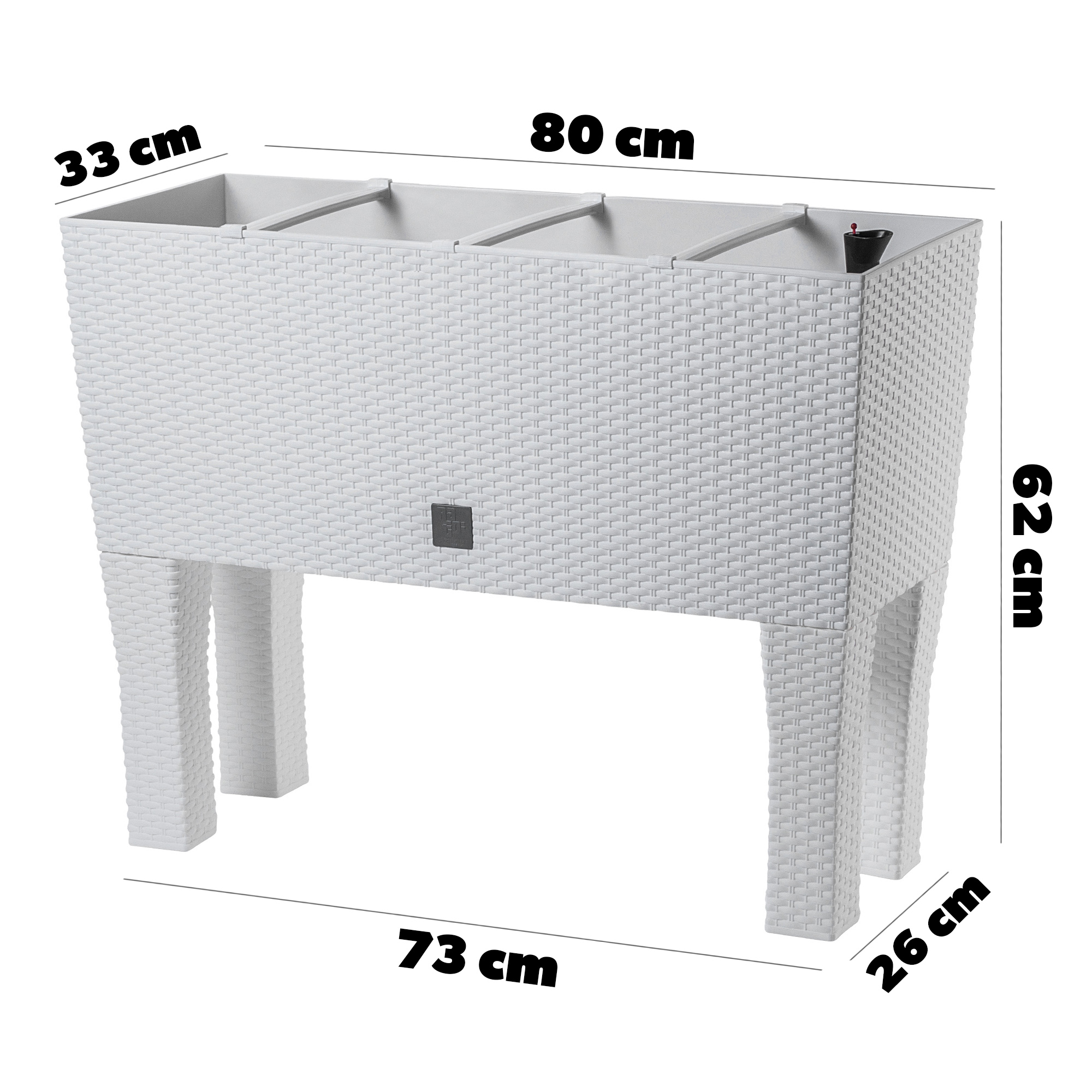 Doniczka z systemem nawadniania Trikala 80 cm, biała