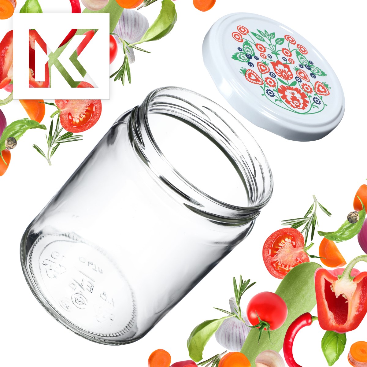 Słoiki na przetwory Maki 540ml 48szt fi 82 mm + wieczka "Folklor"