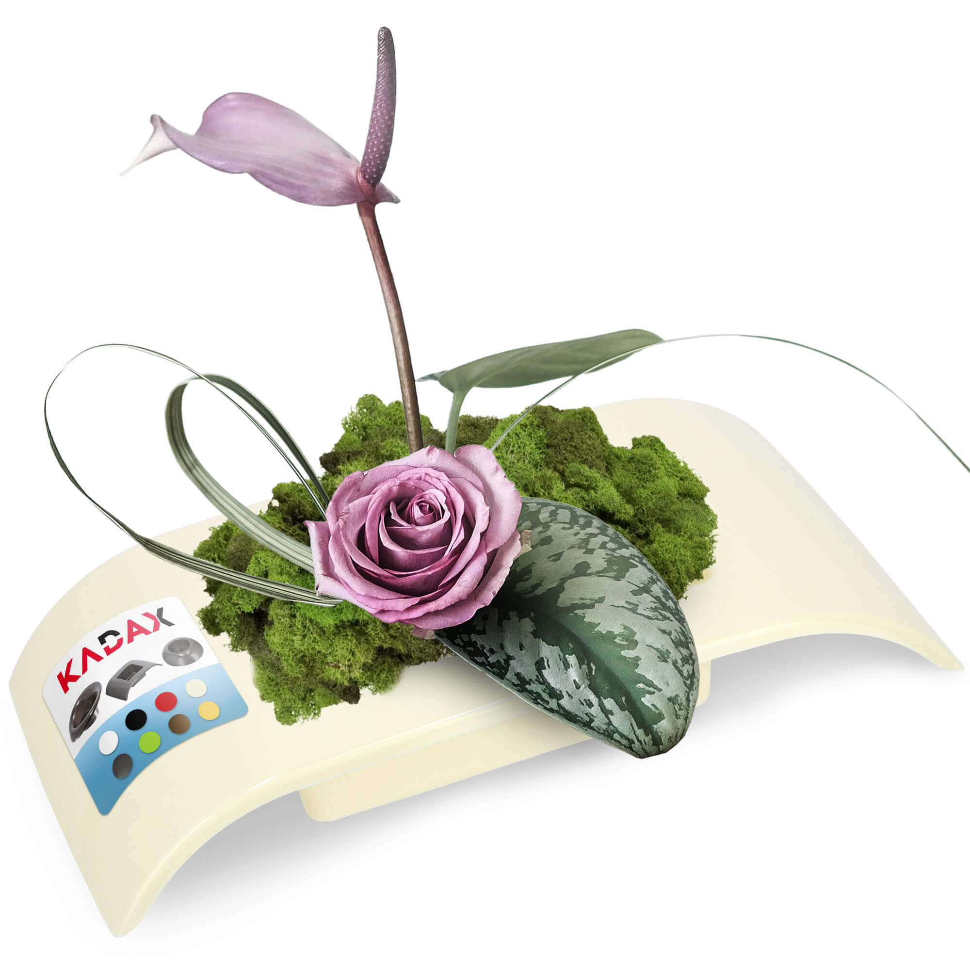 Ikebana na kwiaty prostokątna 4 x 24 cm, kremowa