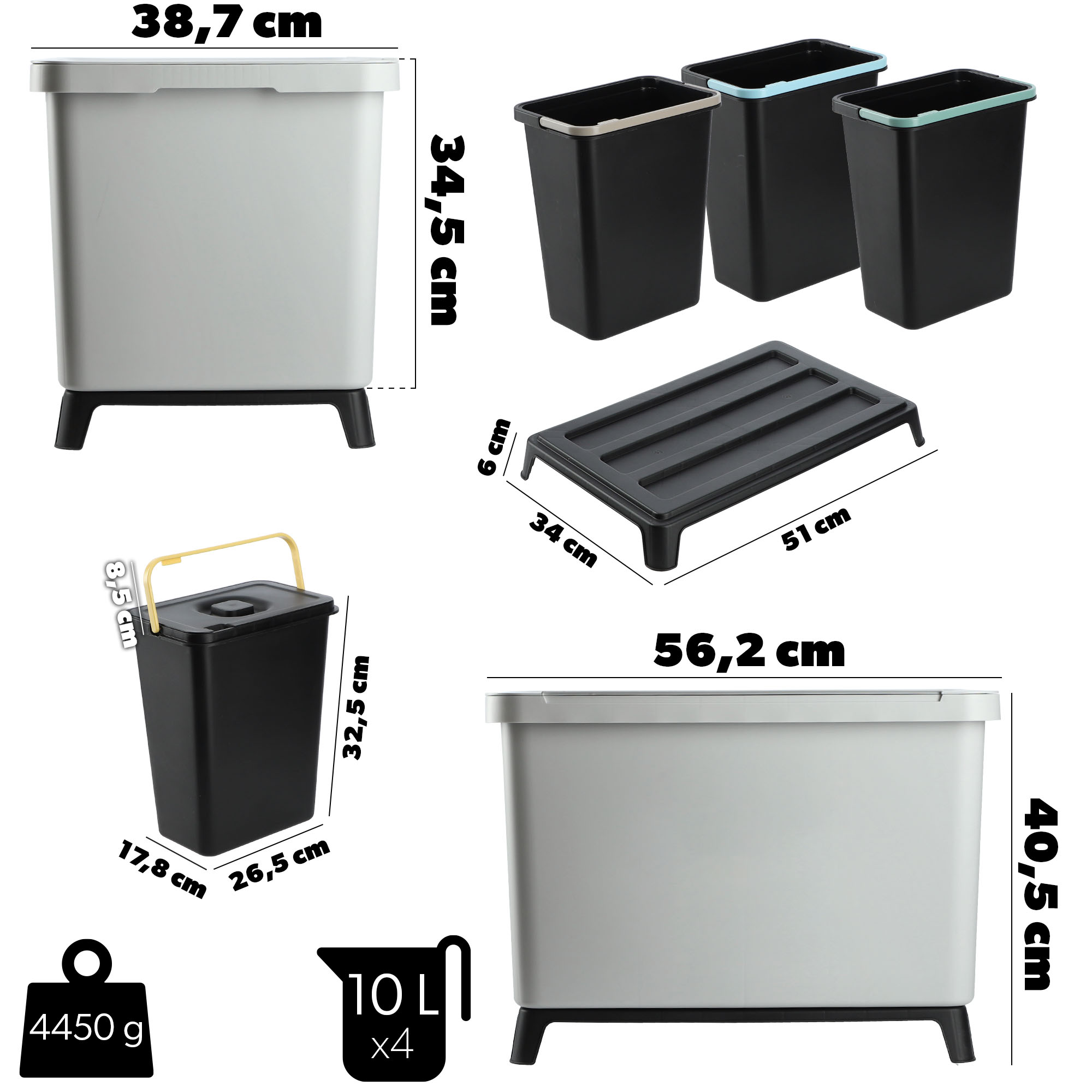 Kosz na śmieci Franey 4x10L popiel